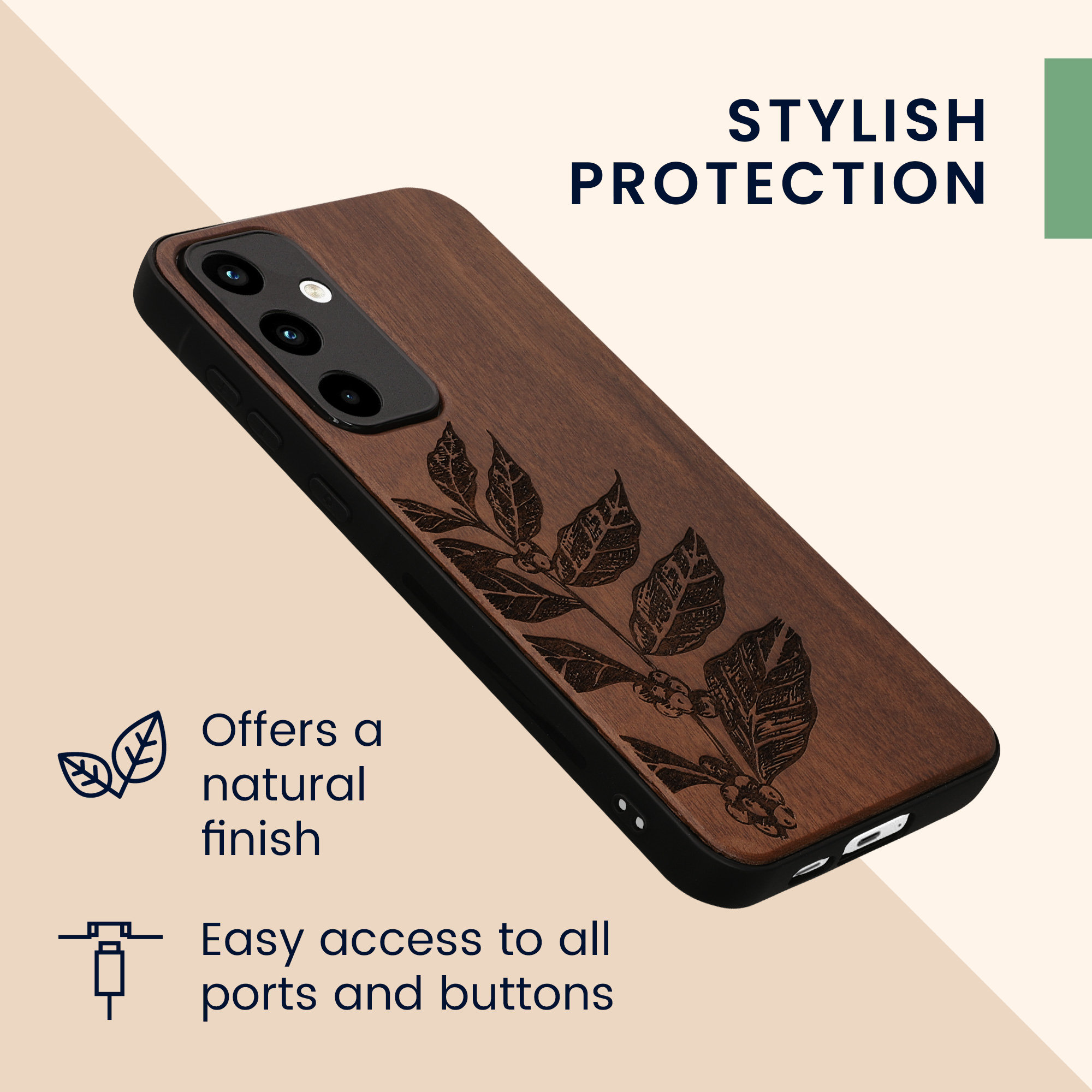 Dřevěný kryt na mobil Samsung Galaxy A55 5G kwmobile TPU rámeček Tmavě hnědá