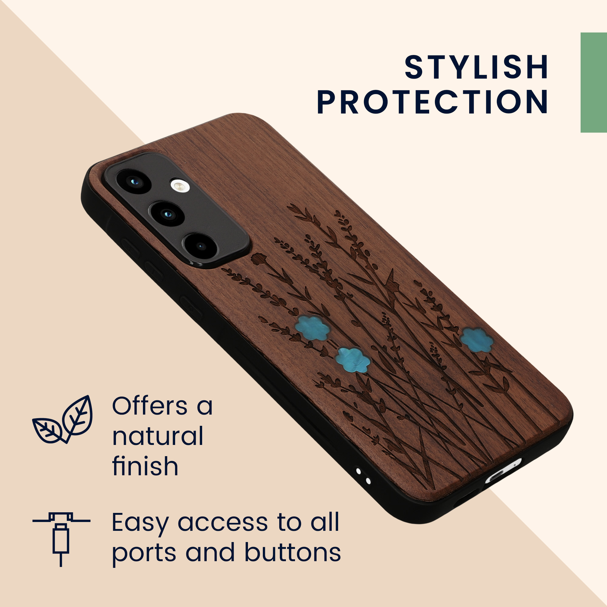 Dřevěný kryt na mobil Samsung Galaxy A55 5G kwmobile TPU rámeček Tmavě hnědá