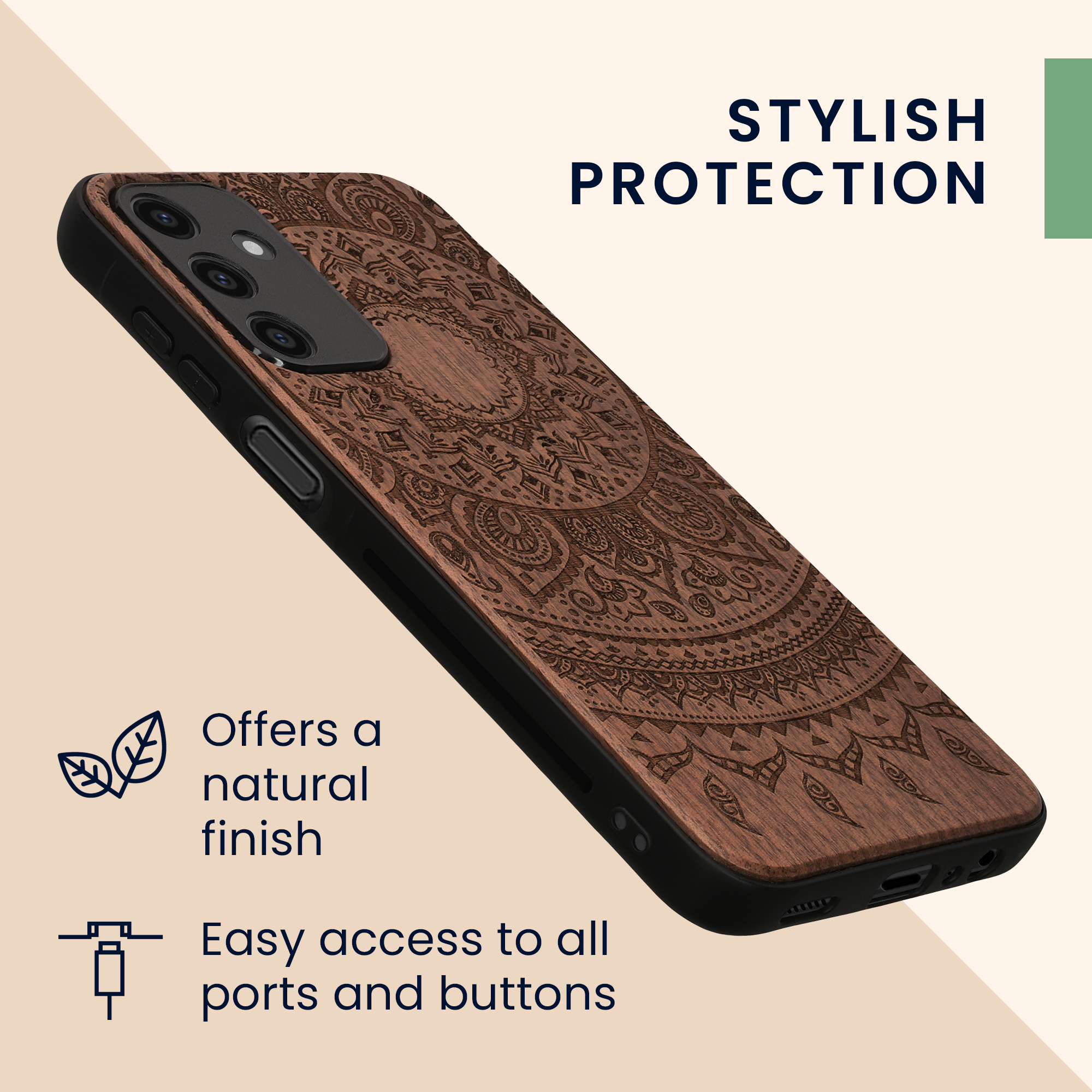 Dřevěný kryt na mobil Samsung Galaxy A15 5G kwmobile TPU rámeček Tmavě hnědá