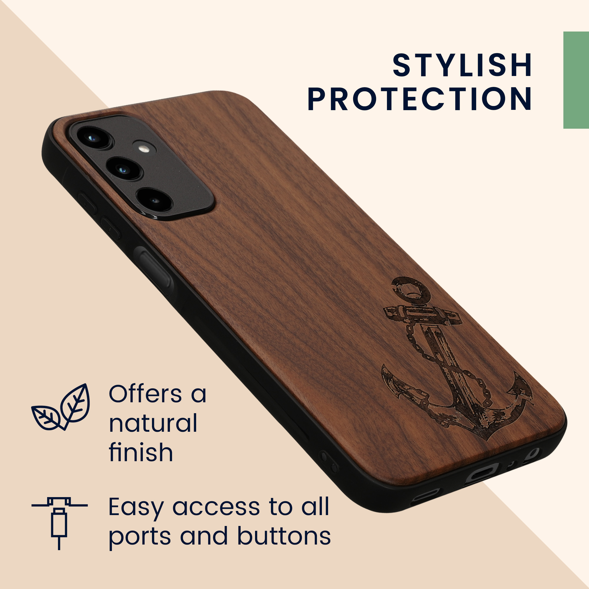 Dřevěný kryt na mobil Samsung Galaxy A15 5G kwmobile TPU rámeček Tmavě hnědá