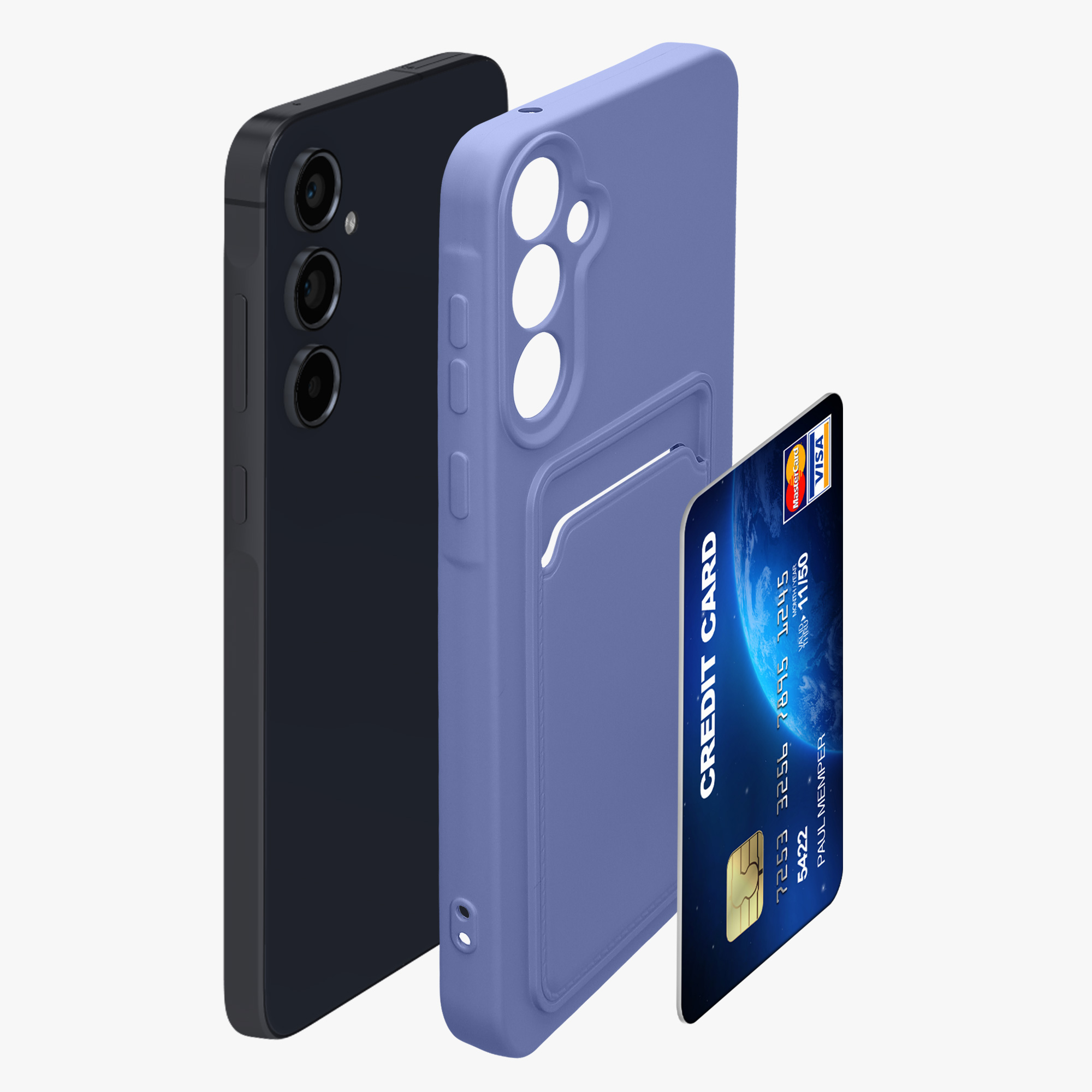 Kryt na mobil Samsung Galaxy A55 5G kwmobile TPU s přihrádkou na kartu Levandulová