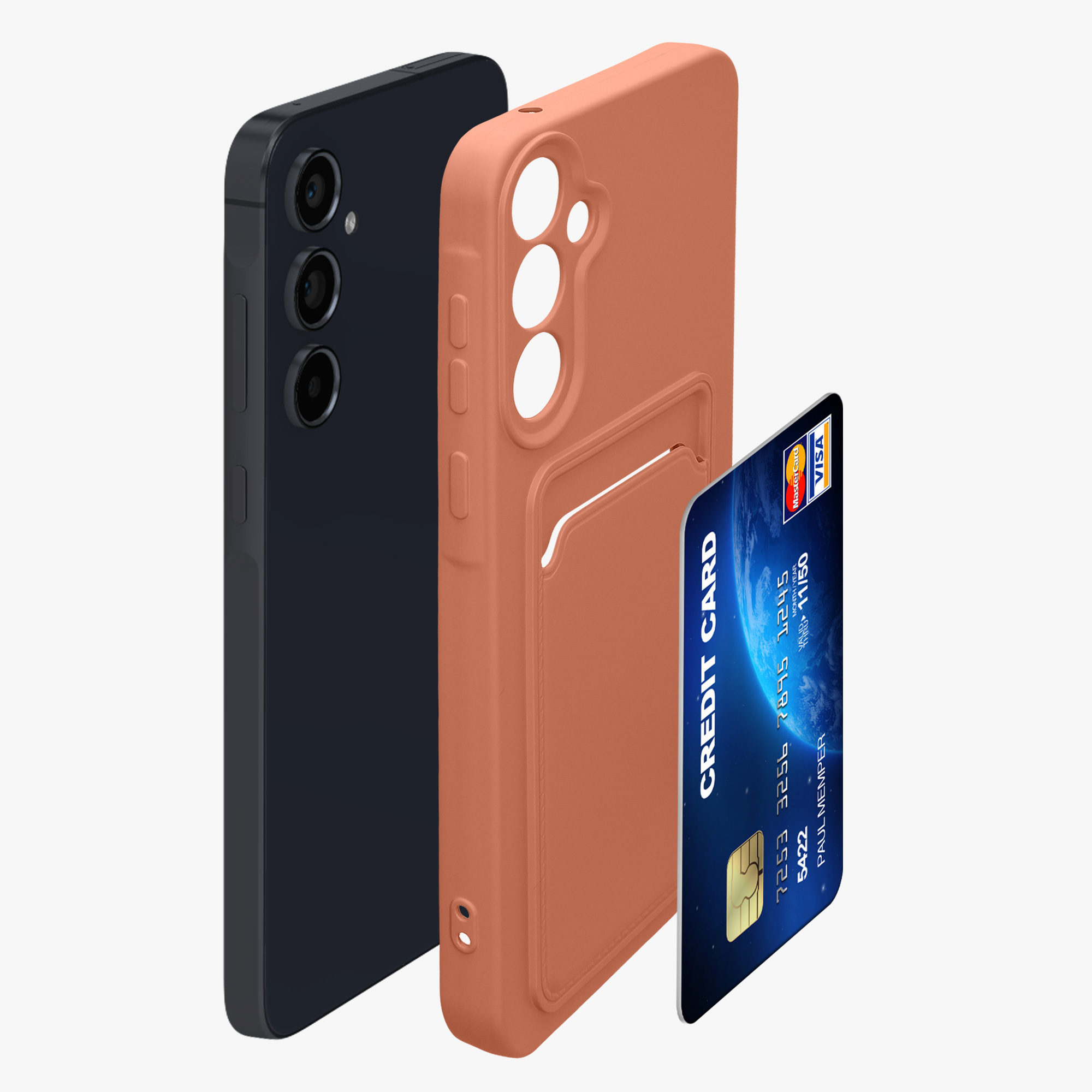 Kryt na mobil Samsung Galaxy A55 5G kwmobile TPU s přihrádkou na kartu Grepově růžová