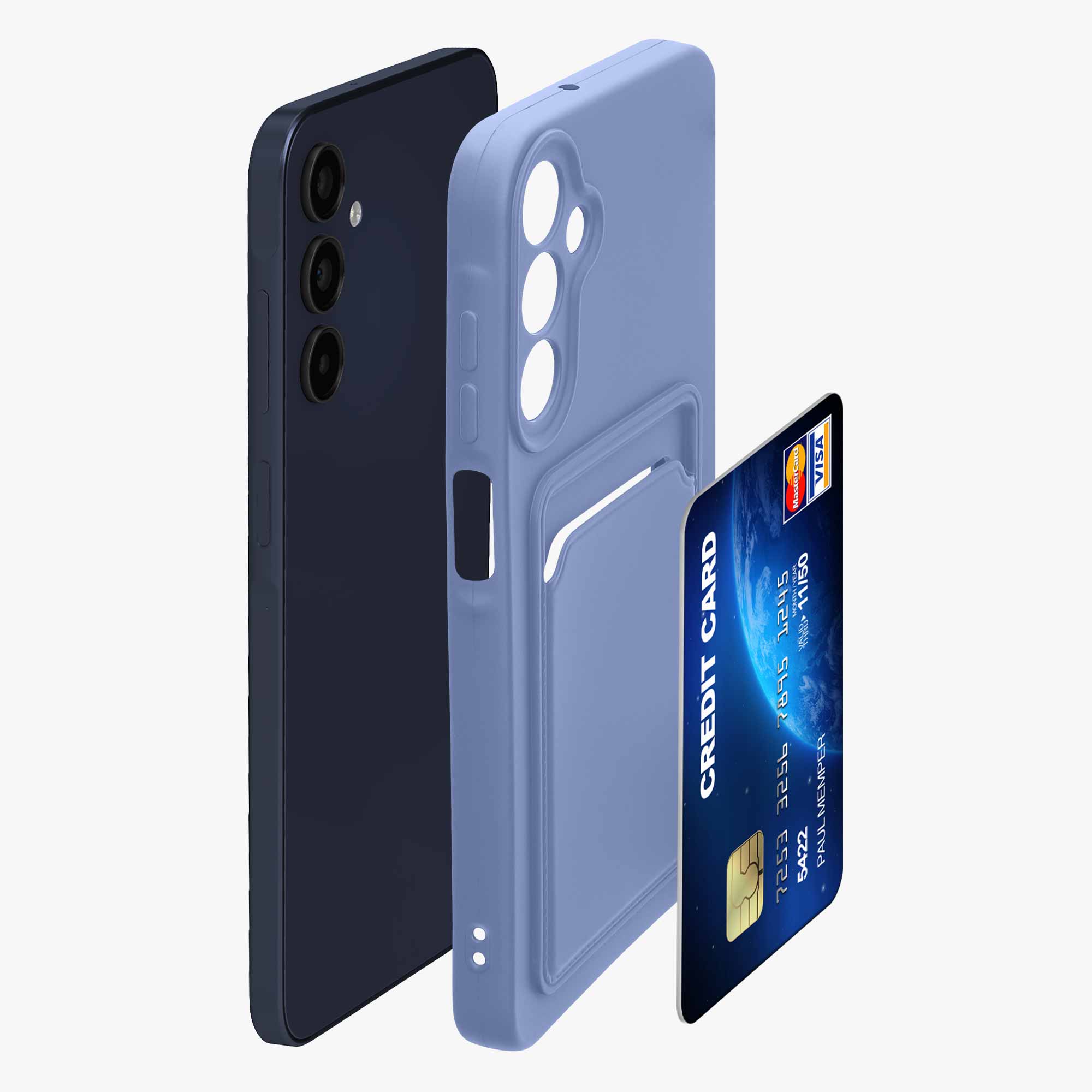 Kryt na mobil Samsung Galaxy A15 5G kwmobile TPU s přihrádkou na kartu Levandulová
