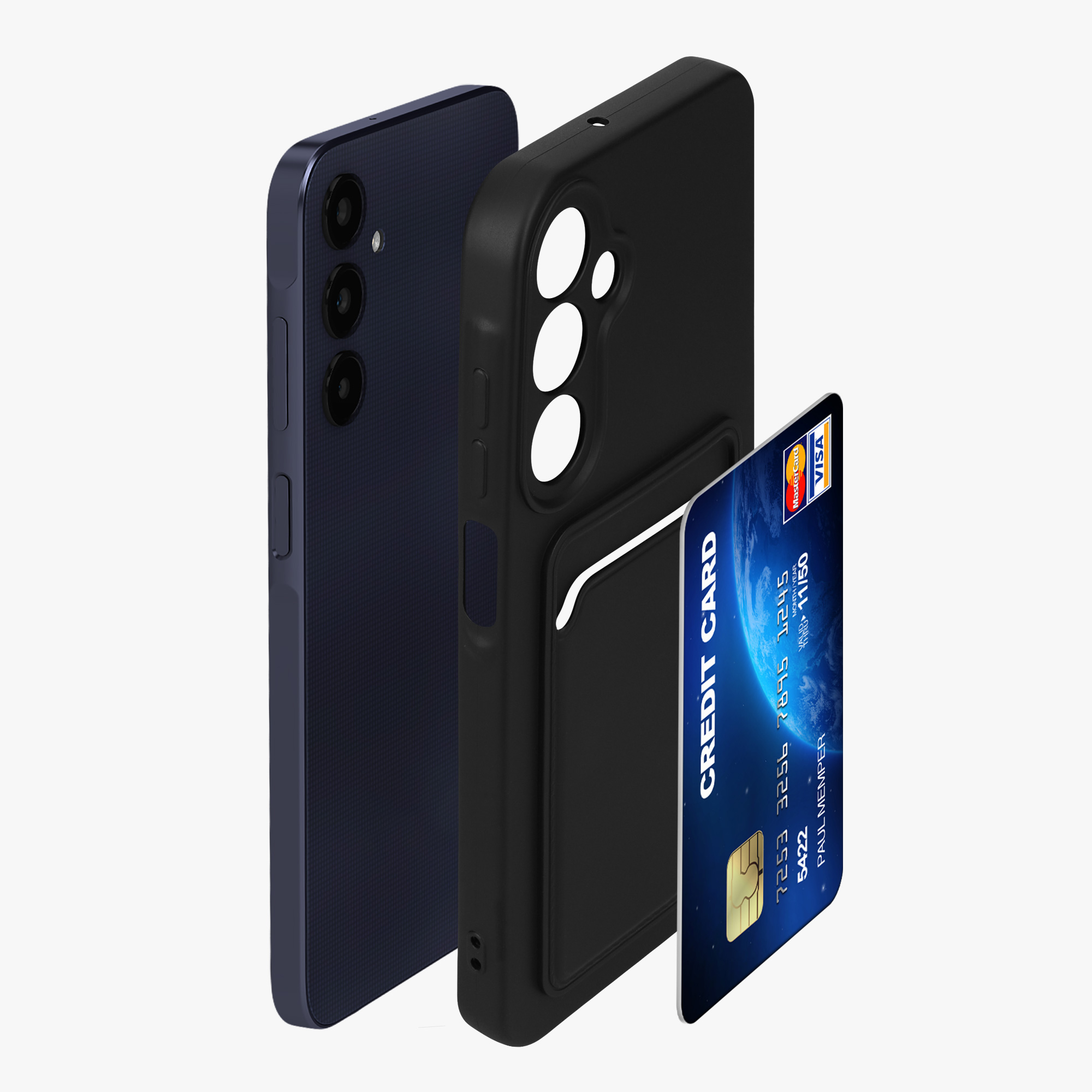 Kryt na mobil Samsung Galaxy A25 kwmobile TPU s přihrádkou na kartu Černá