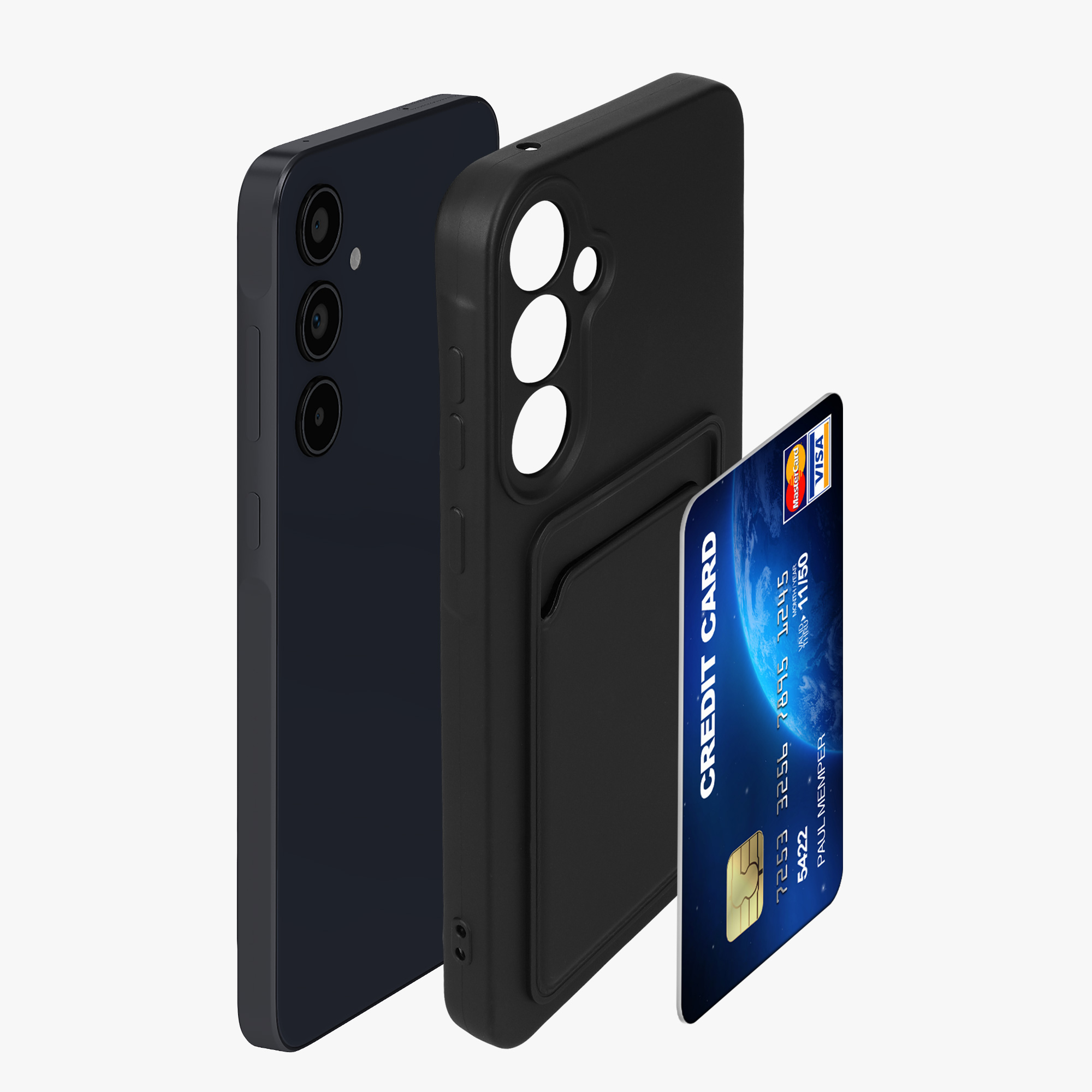 Pouzdro pro Samsung Galaxy A35 s přihrádkou na kartu kwmobile kapsa na kartu TPU - černá