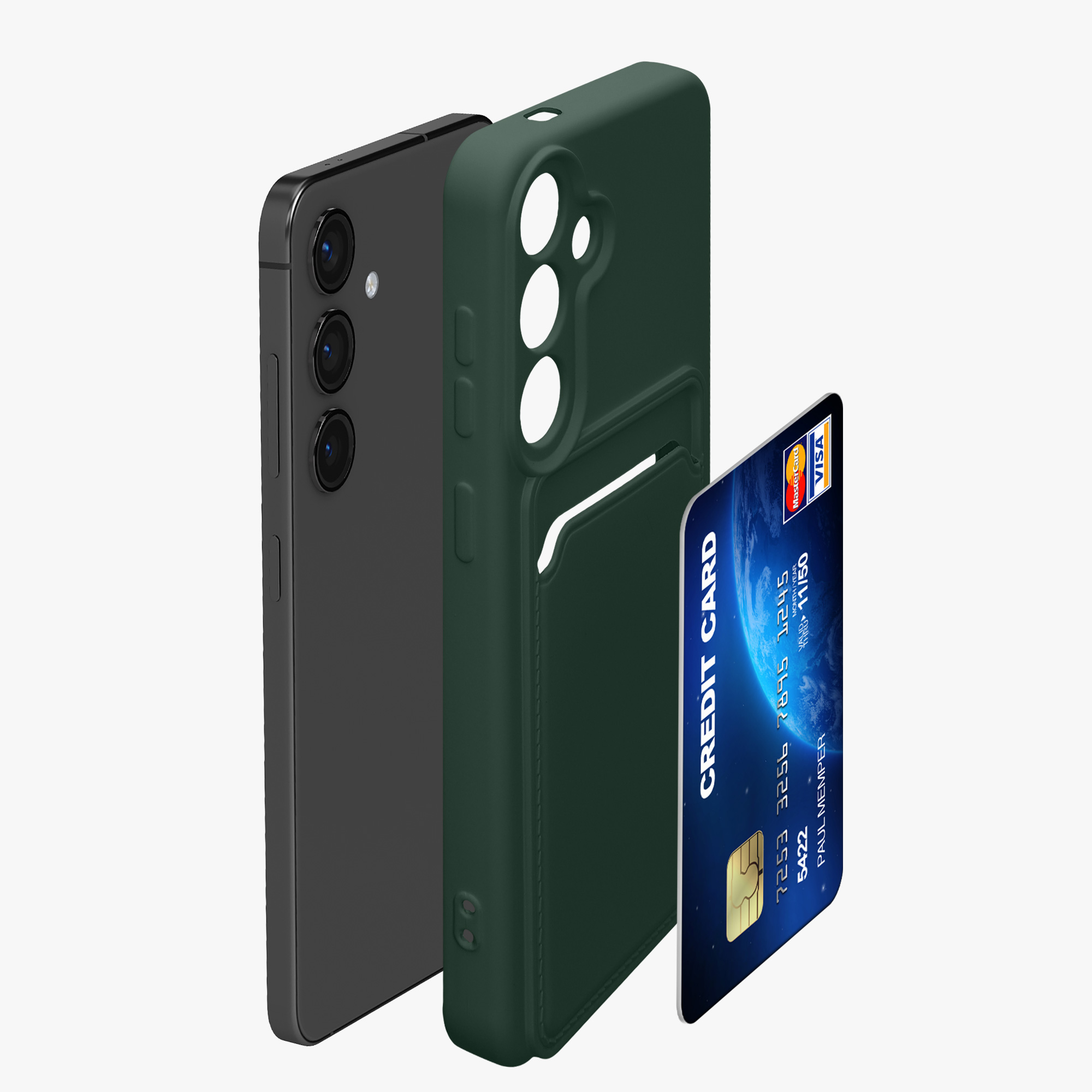 Kryt na mobil Galaxy S24 kwmobile s kartou tmavě zelená