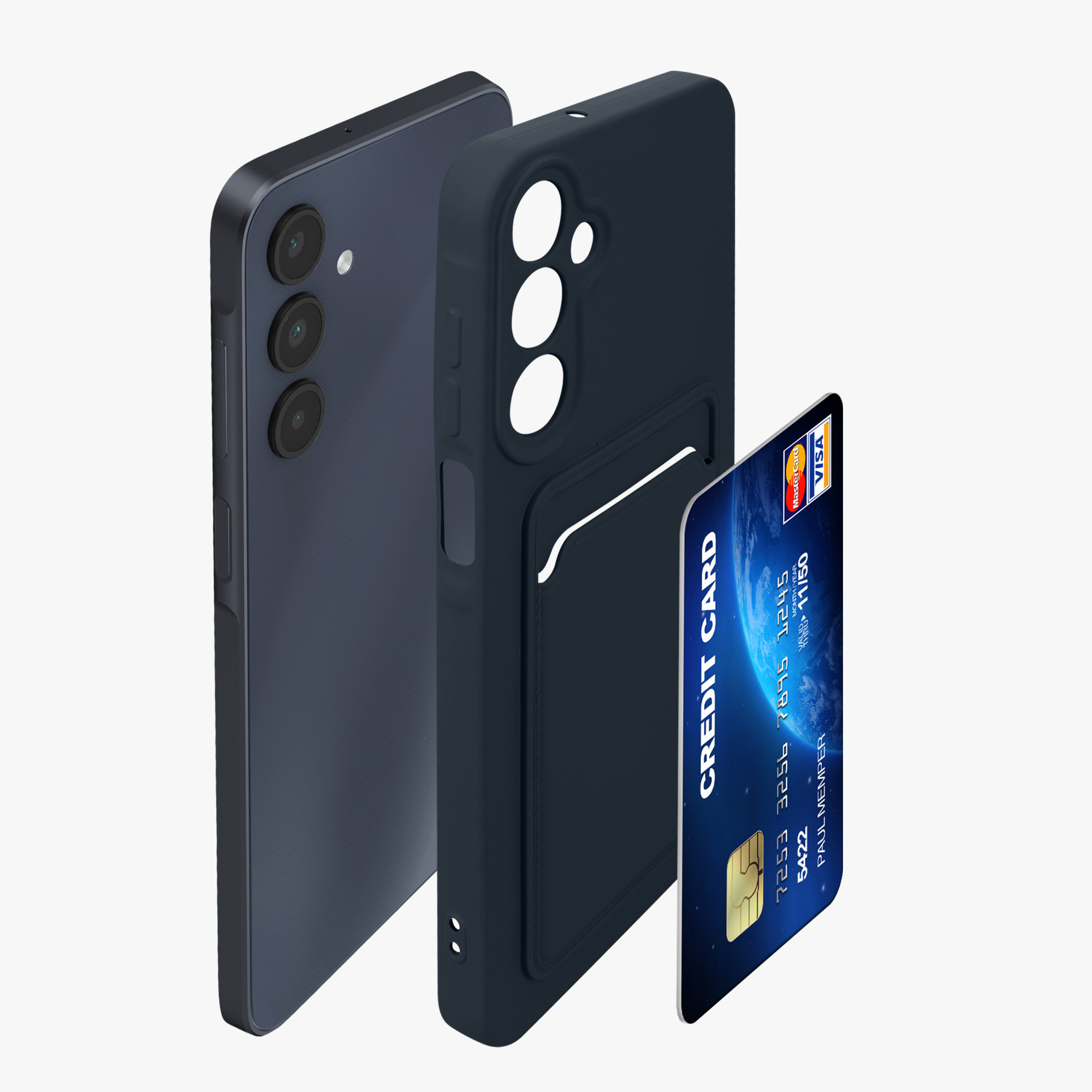 Kryt na mobil Samsung Galaxy A16 5G kwmobile TPU s přihrádkou na kartu Tmavě modrá
