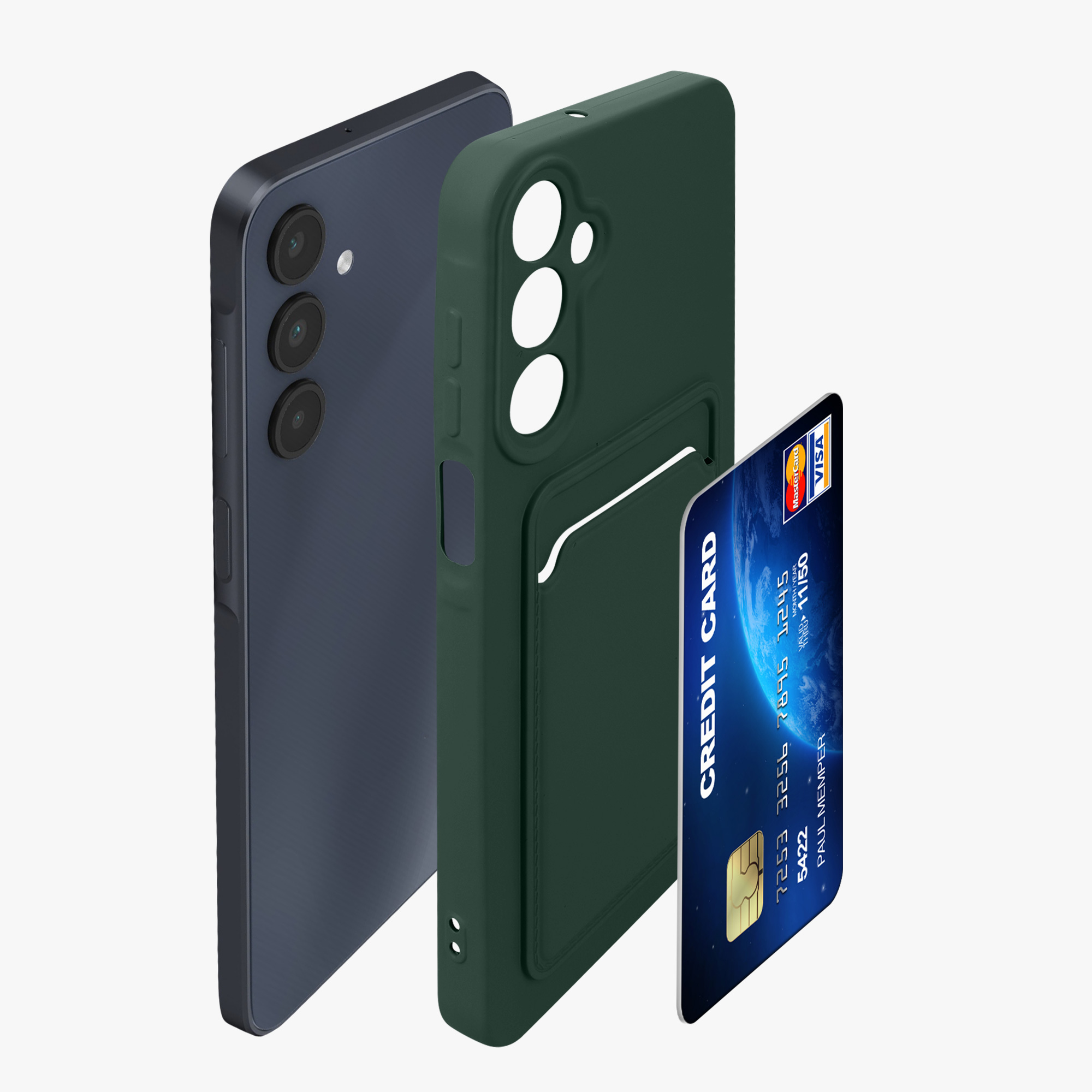 Pouzdro pro Samsung Galaxy A16 5G s přihrádkou na kartu kwmobile kapsa na kartu TPU - tmavě zelená