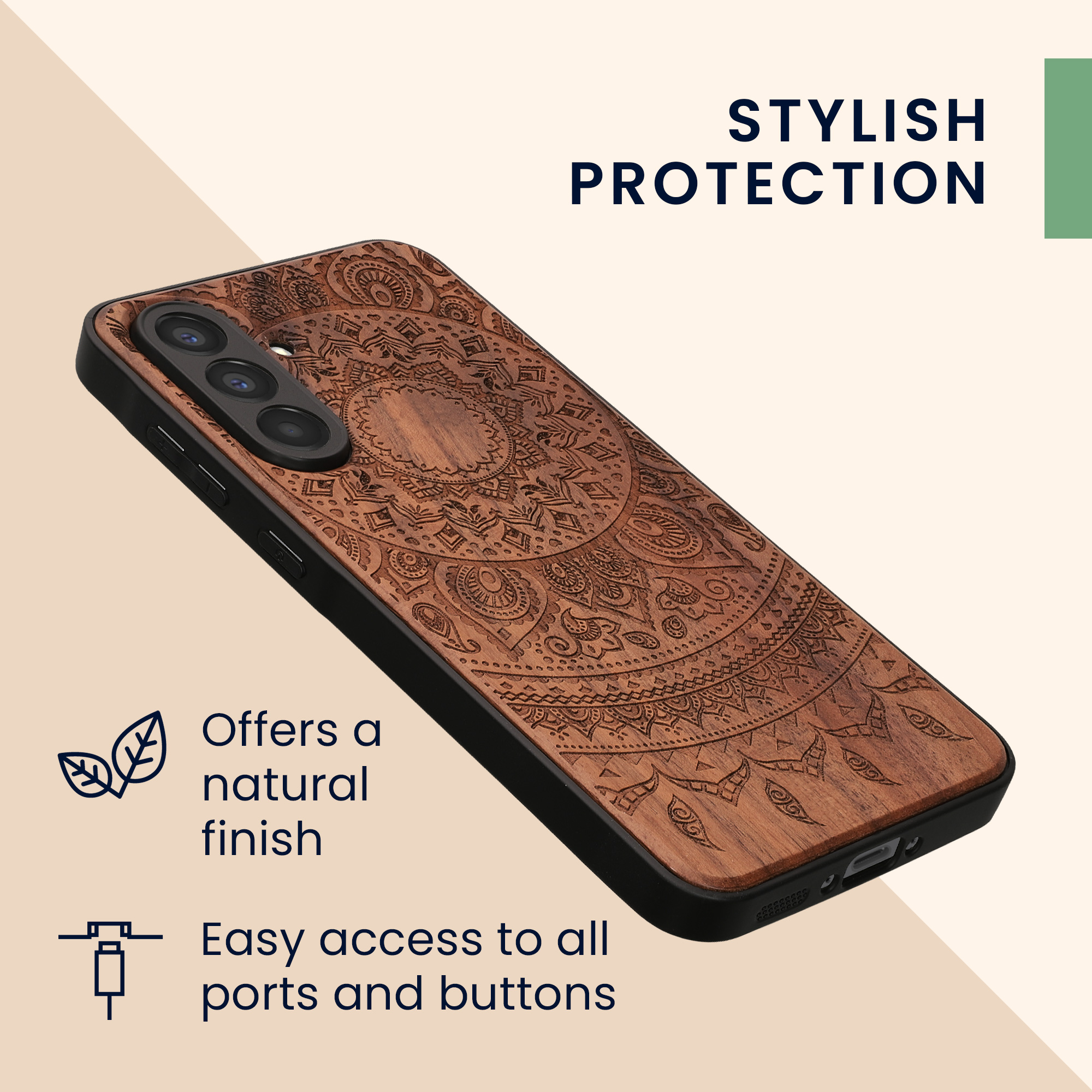 Dřevěný kryt na mobil Samsung Galaxy A56 5G kwmobile TPU rámeček Tmavě hnědá