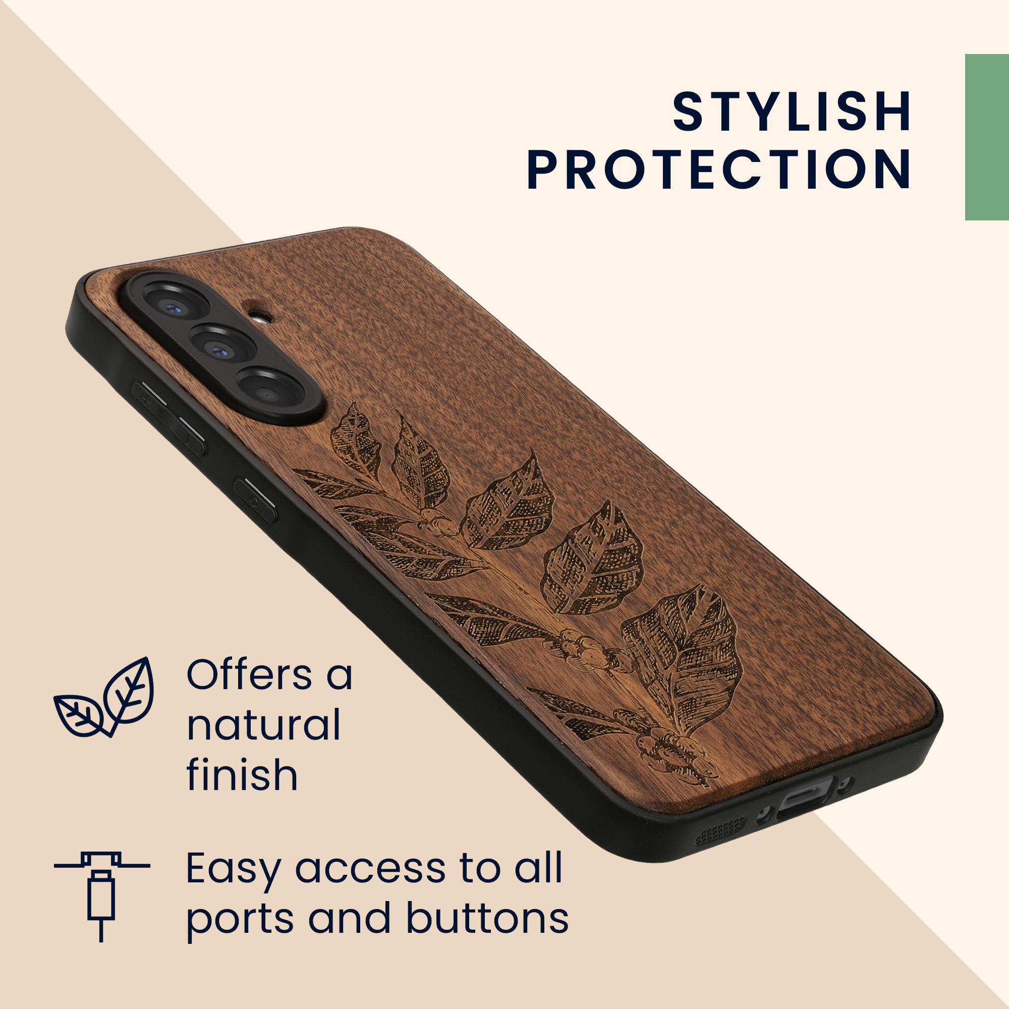 Dřevěný kryt na mobil Samsung Galaxy A56 5G kwmobile TPU rámeček Tmavě hnědá