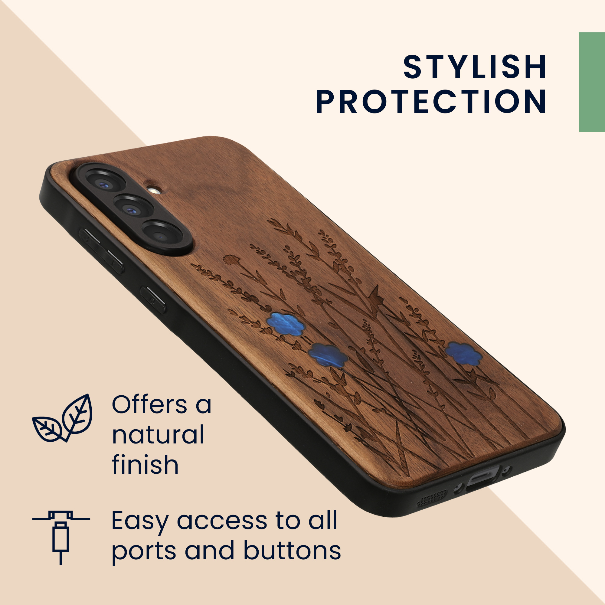 Dřevěný kryt na mobil Samsung Galaxy A56 5G kwmobile TPU rámeček Tmavě hnědá