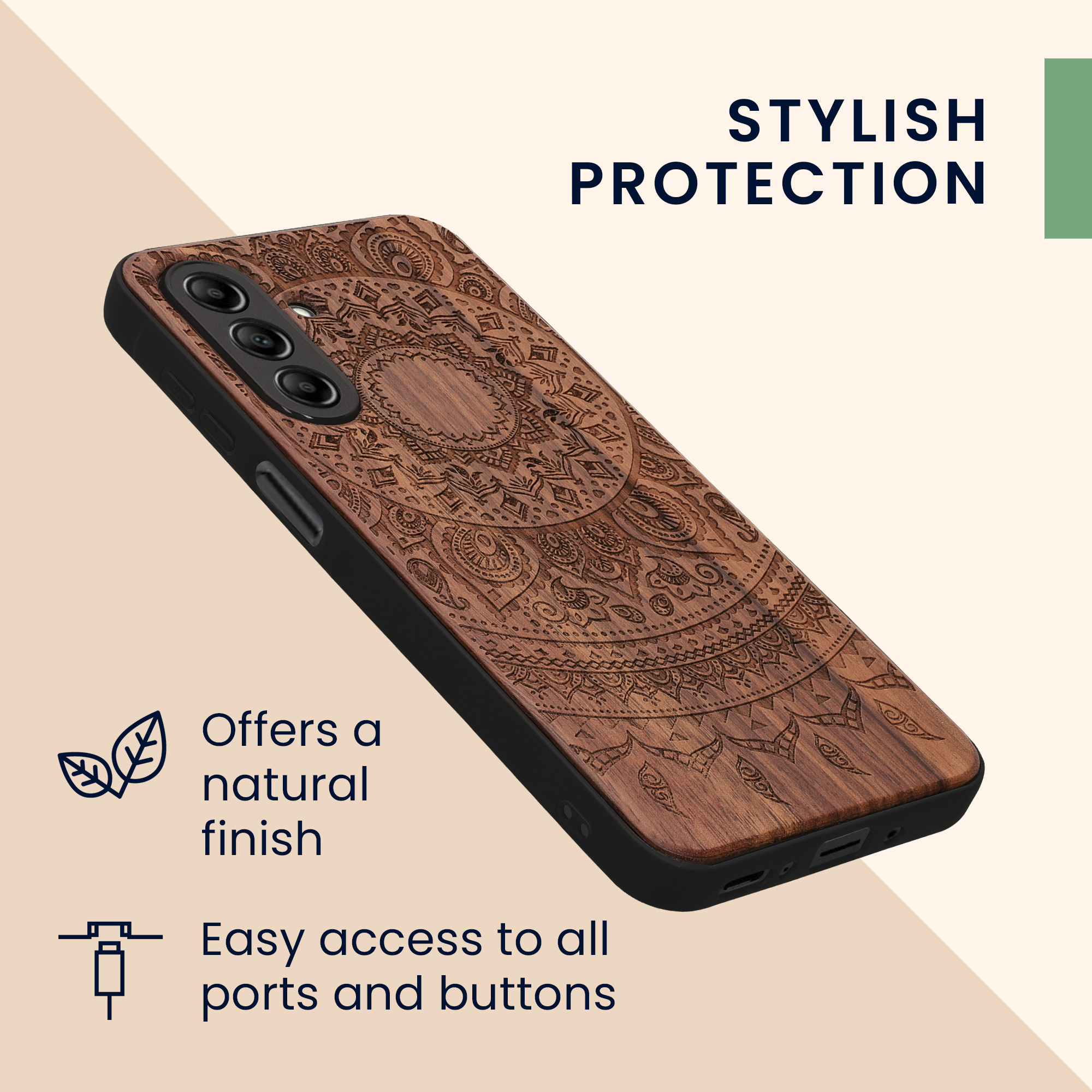 Dřevěné pouzdro pro Samsung Galaxy A26 5G kwmobile - tvrdý obal v tmavě hnědé barvě