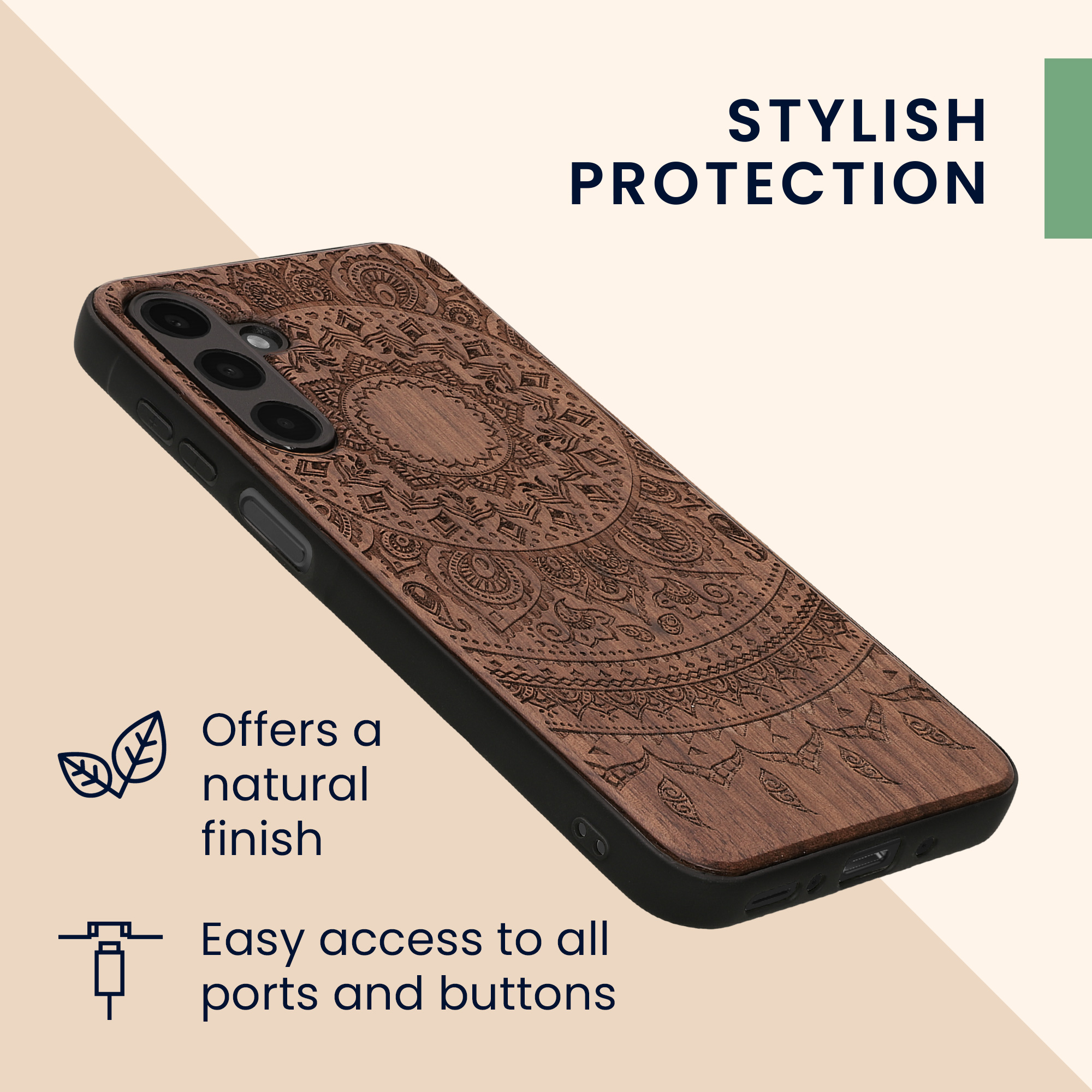 Dřevěné pouzdro pro Samsung Galaxy A16 5G kwmobile - tvrdý obal v tmavě hnědé barvě