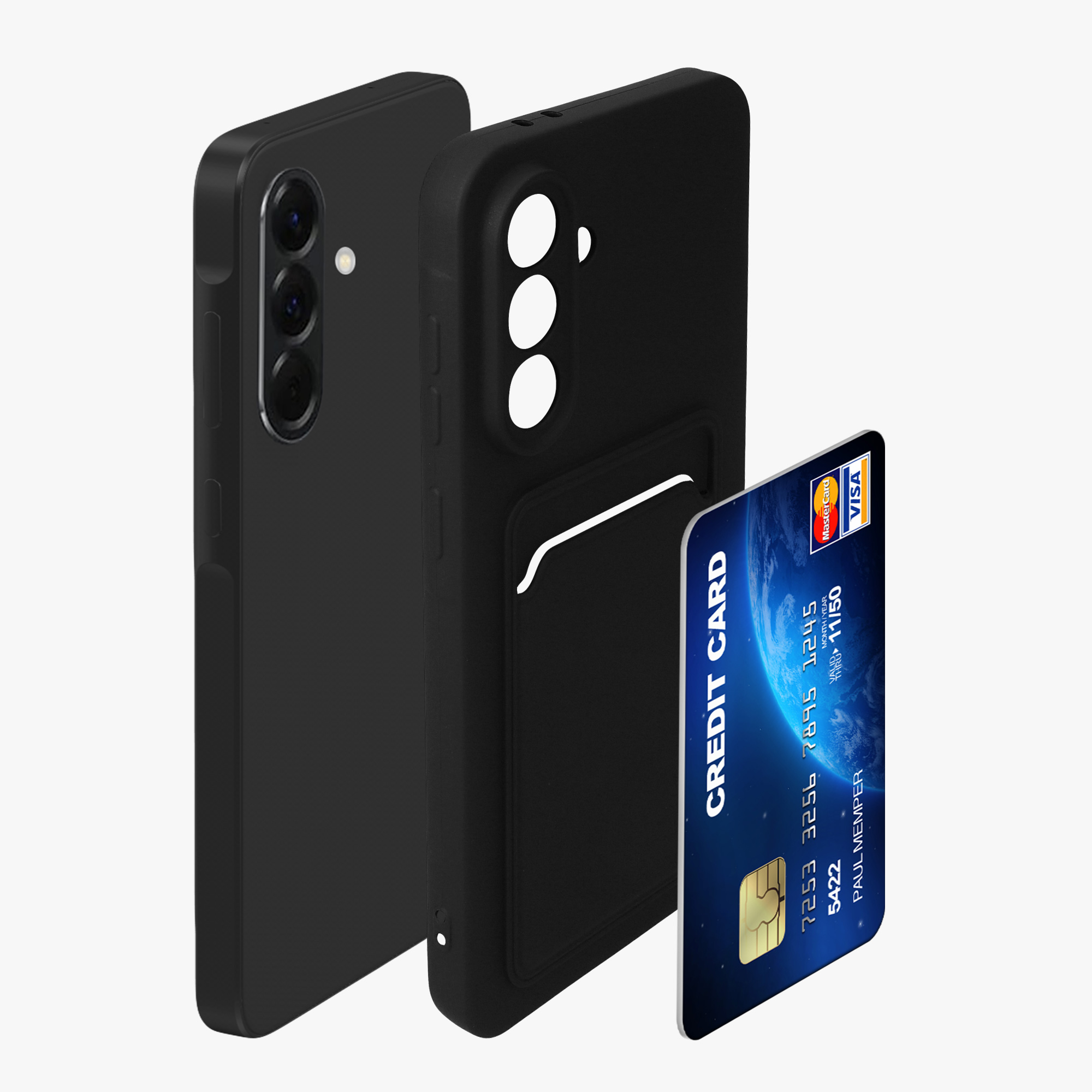 Kryt na mobil Samsung Galaxy A56 5G kwmobile TPU s přihrádkou na kartu Černá