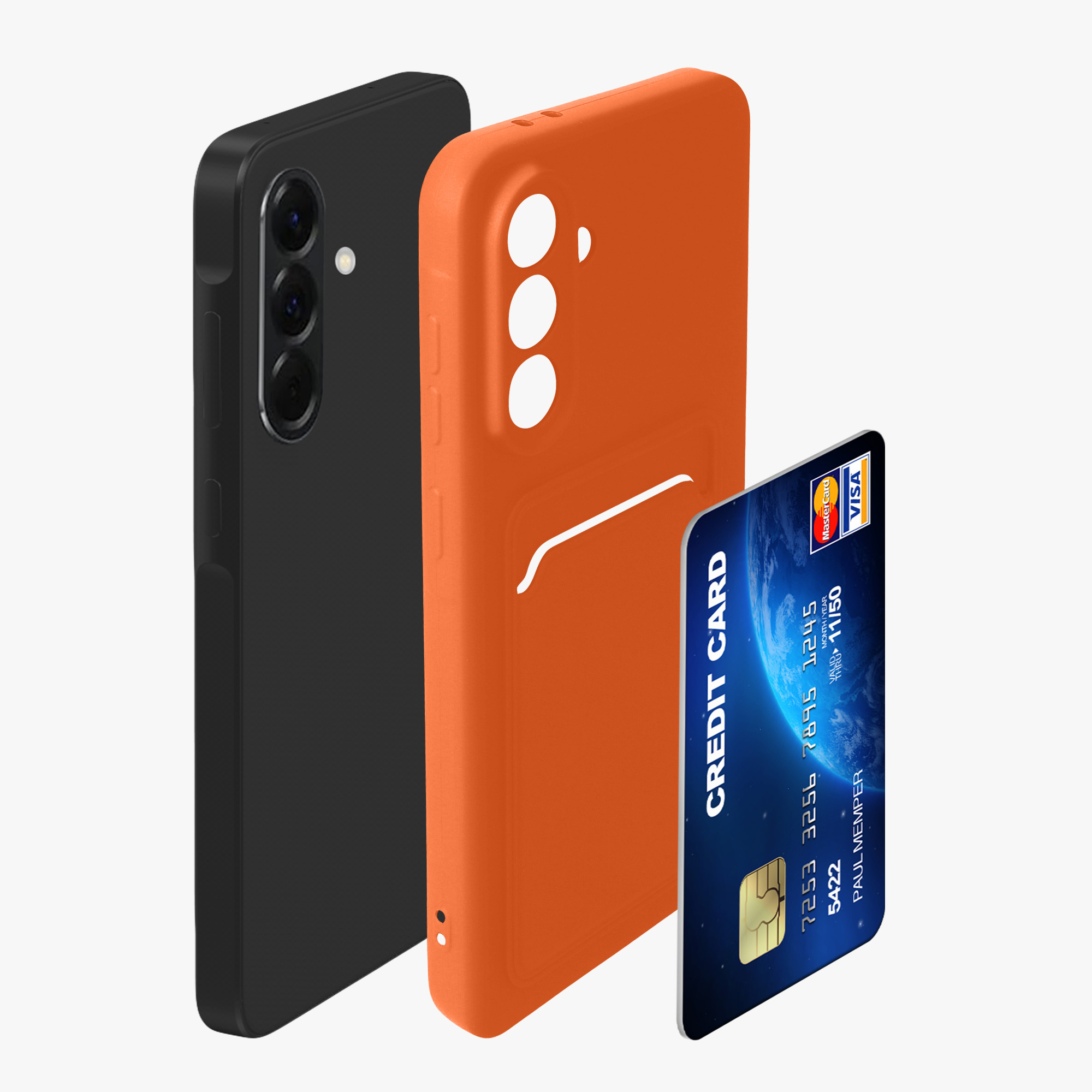 Kryt na mobil Samsung Galaxy A56 5G kwmobile TPU s přihrádkou na kartu Oranžová