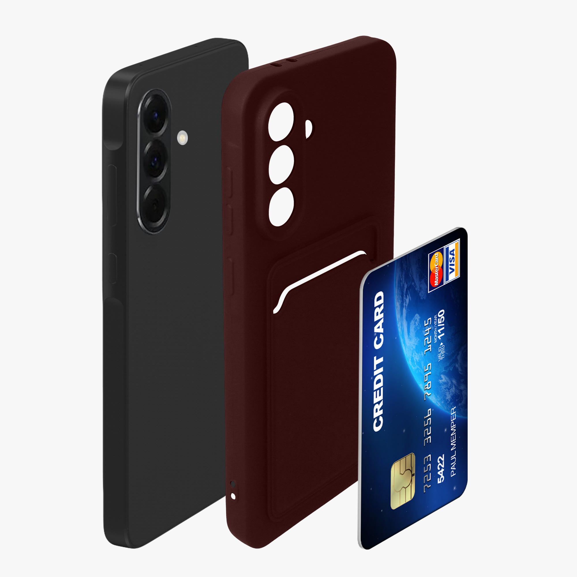Pouzdro pro Samsung Galaxy A56 5G s přihrádkou na kartu kwmobile kapsa na kartu TPU - hnědočervená