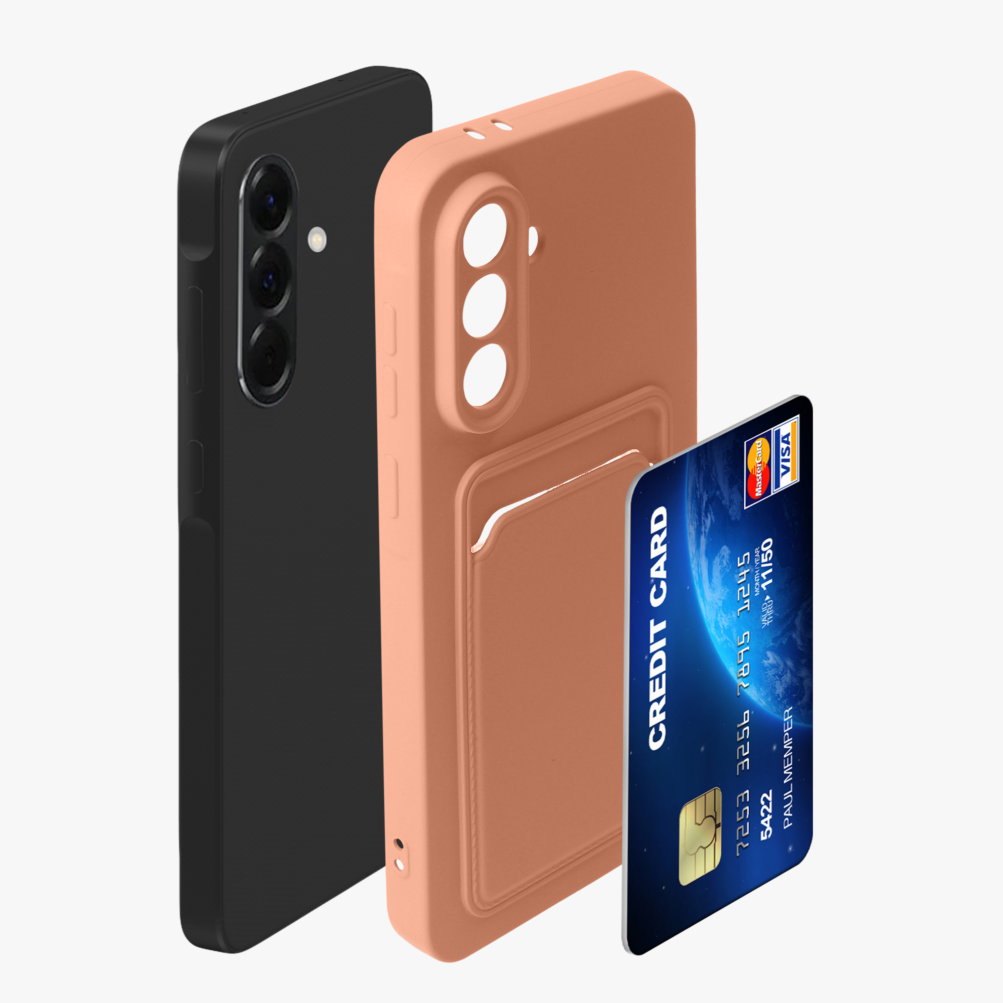 Pouzdro pro Samsung Galaxy A56 5G s přihrádkou na kartu kwmobile kapsa na kartu TPU - grapefruitová růžová