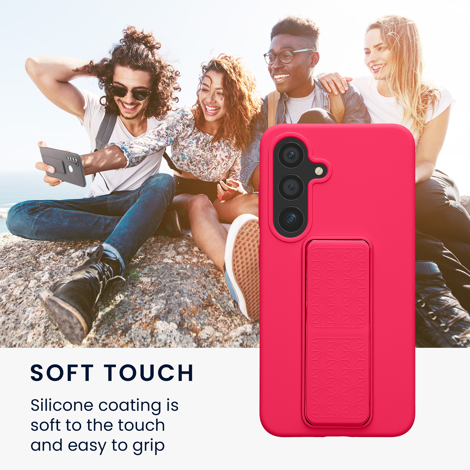 Kryt s poutkem Samsung Galaxy S25 kwmobile neonově růžová