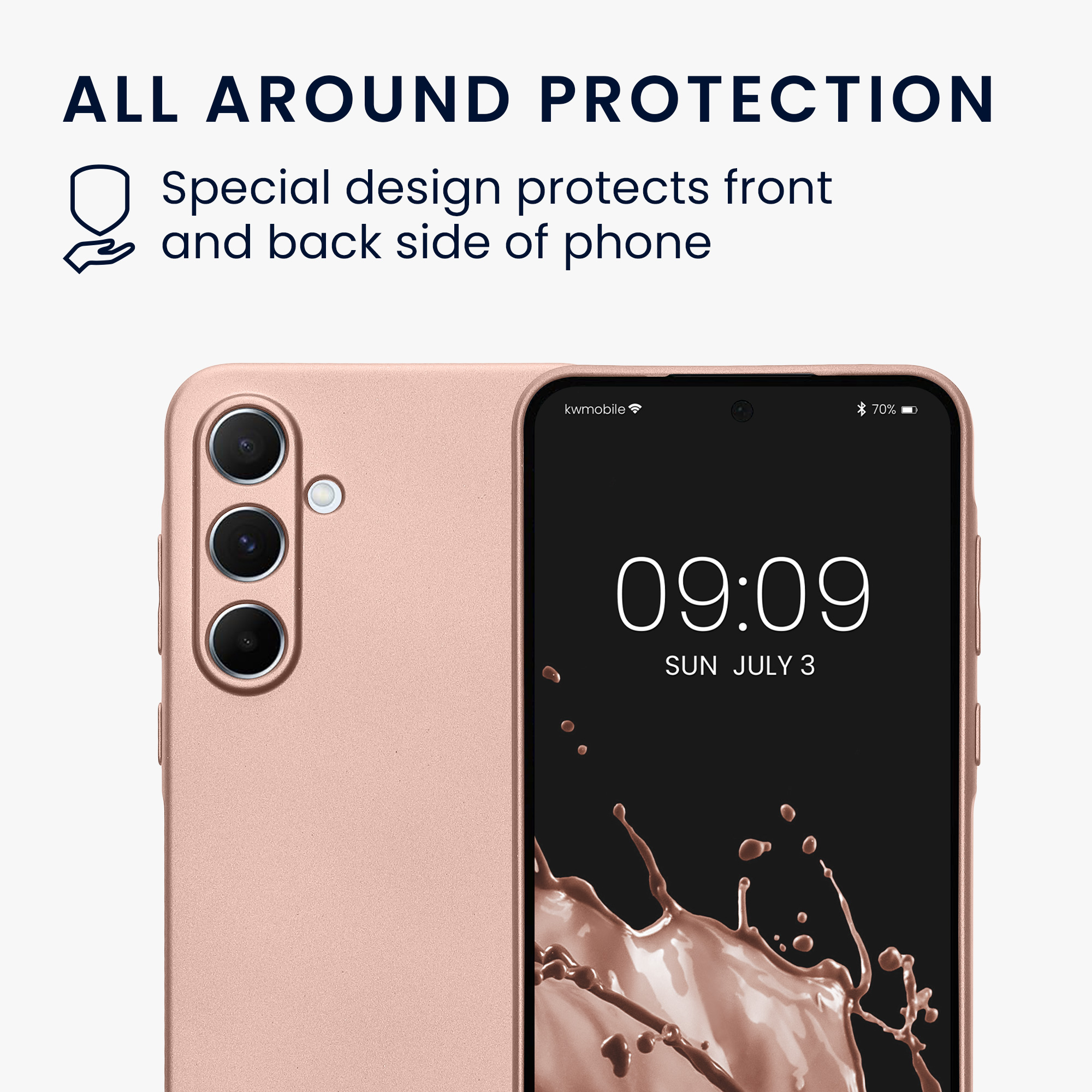 Pouzdro pro Samsung Galaxy A55 5G kwmobile metalické TPU - metalická růžové zlato