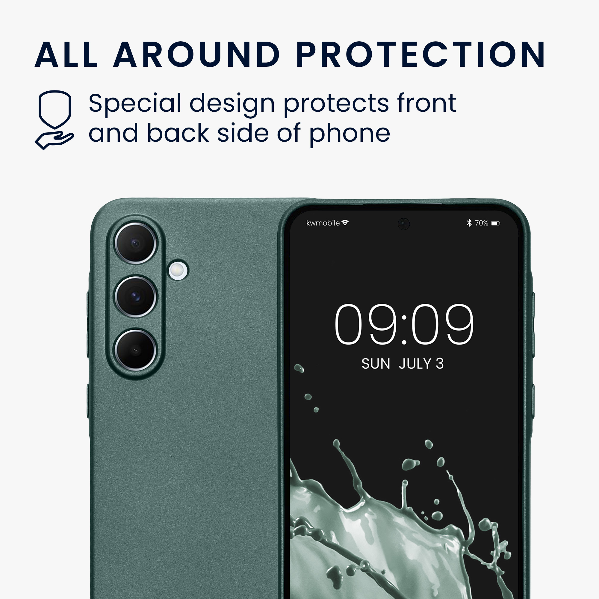 Kryt na mobil Samsung Galaxy A55 5G kwmobile TPU metalický Metalická petrolejová