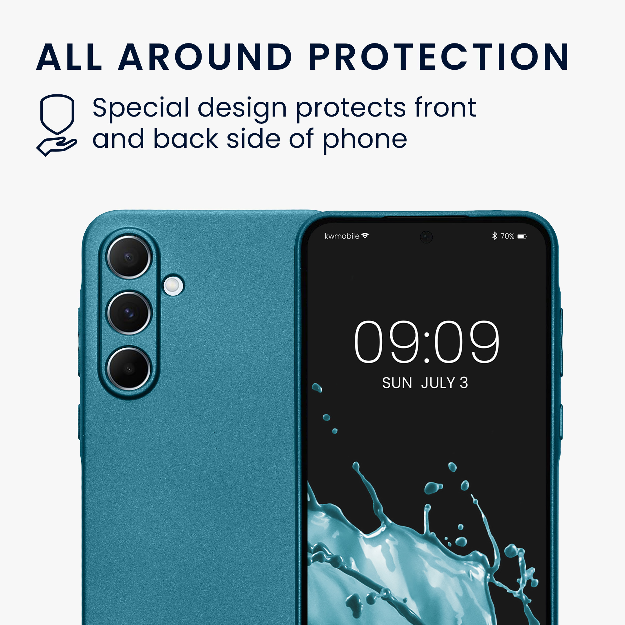 Kryt na mobil Samsung Galaxy A55 5G kwmobile TPU metalický Metalická karibská modrá