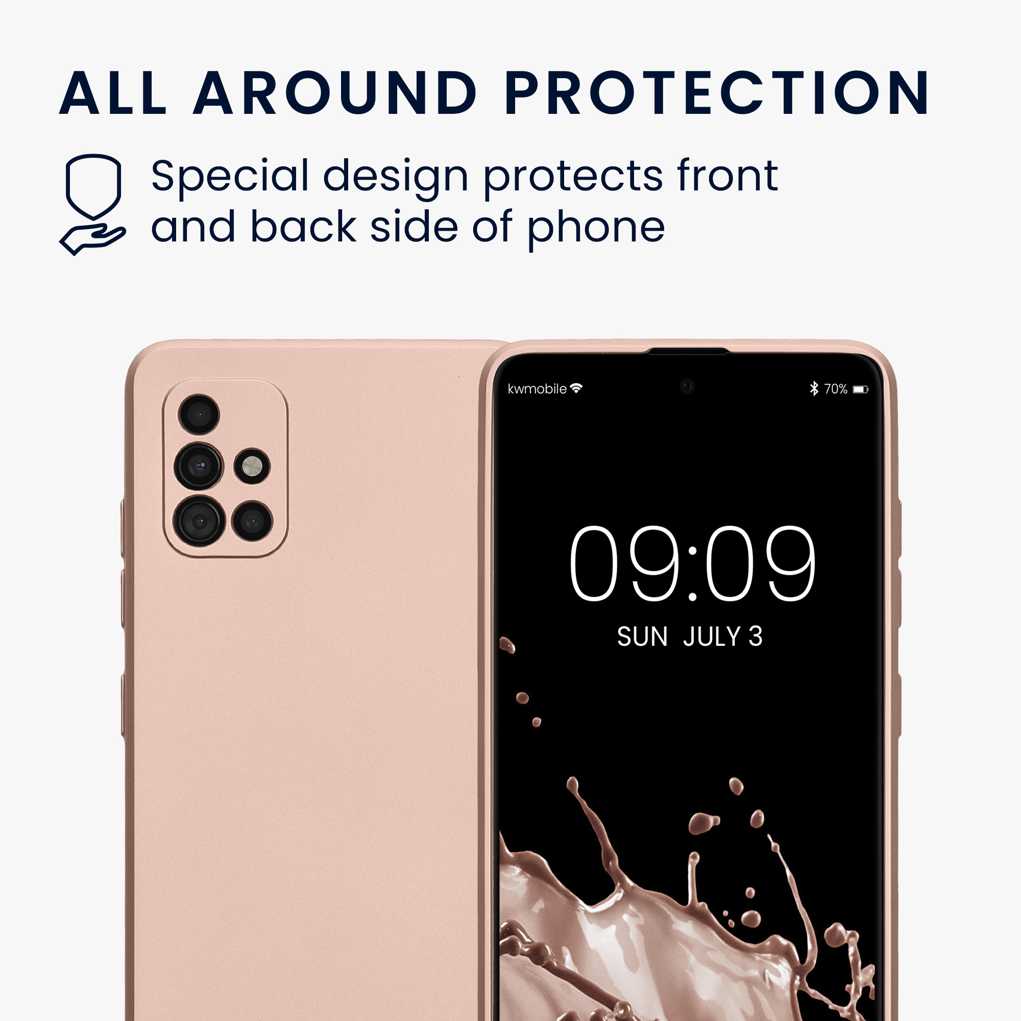 Kryt na mobil Samsung Galaxy A51 kwmobile TPU metalický Metalická růžová zlatá