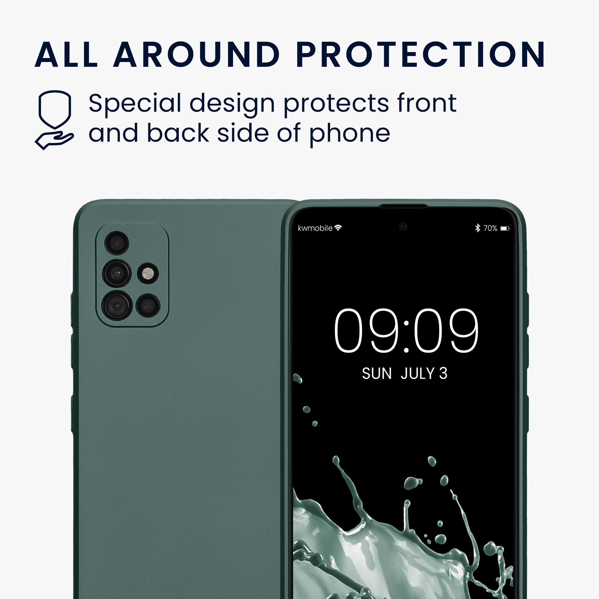 Kryt na mobil Samsung Galaxy A51 kwmobile TPU metalický Metalická petrolejová