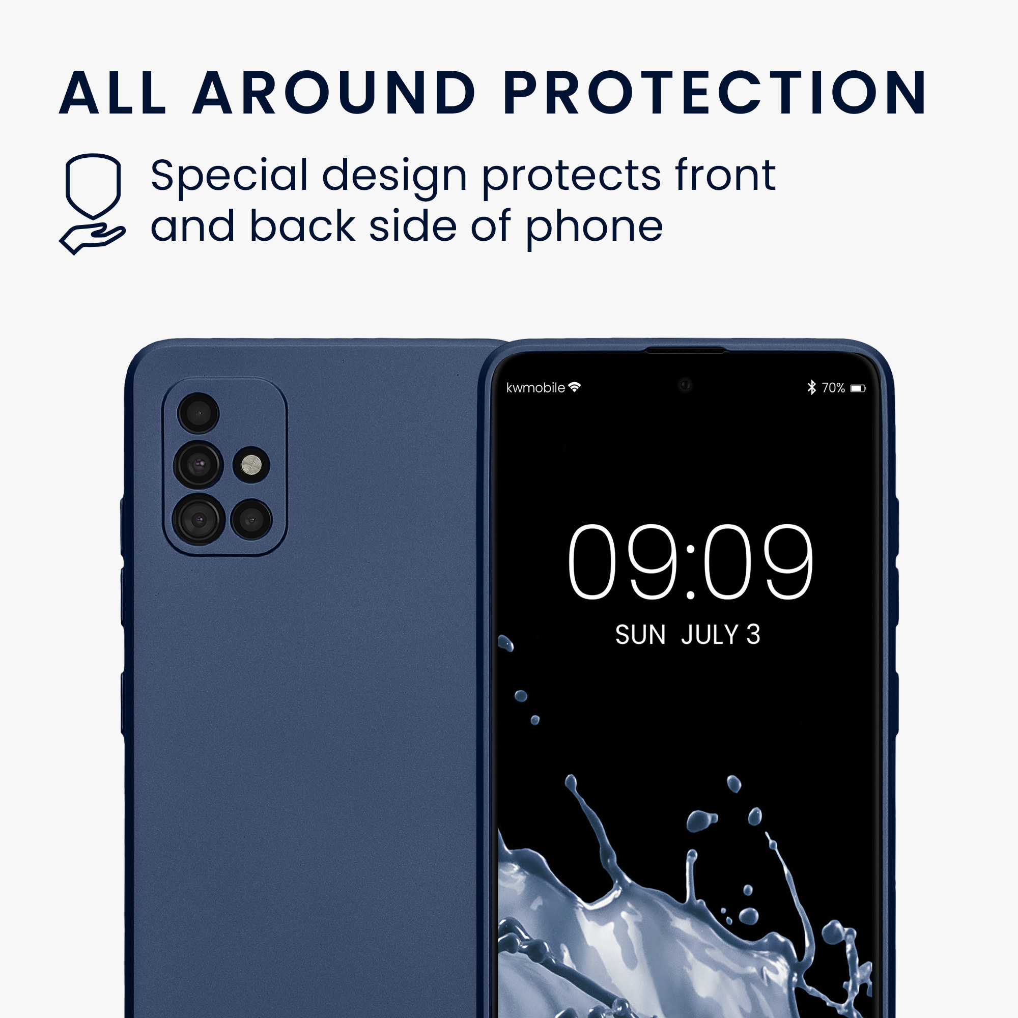 Kryt na mobil Samsung Galaxy A51 kwmobile TPU metalický Metalická modrá