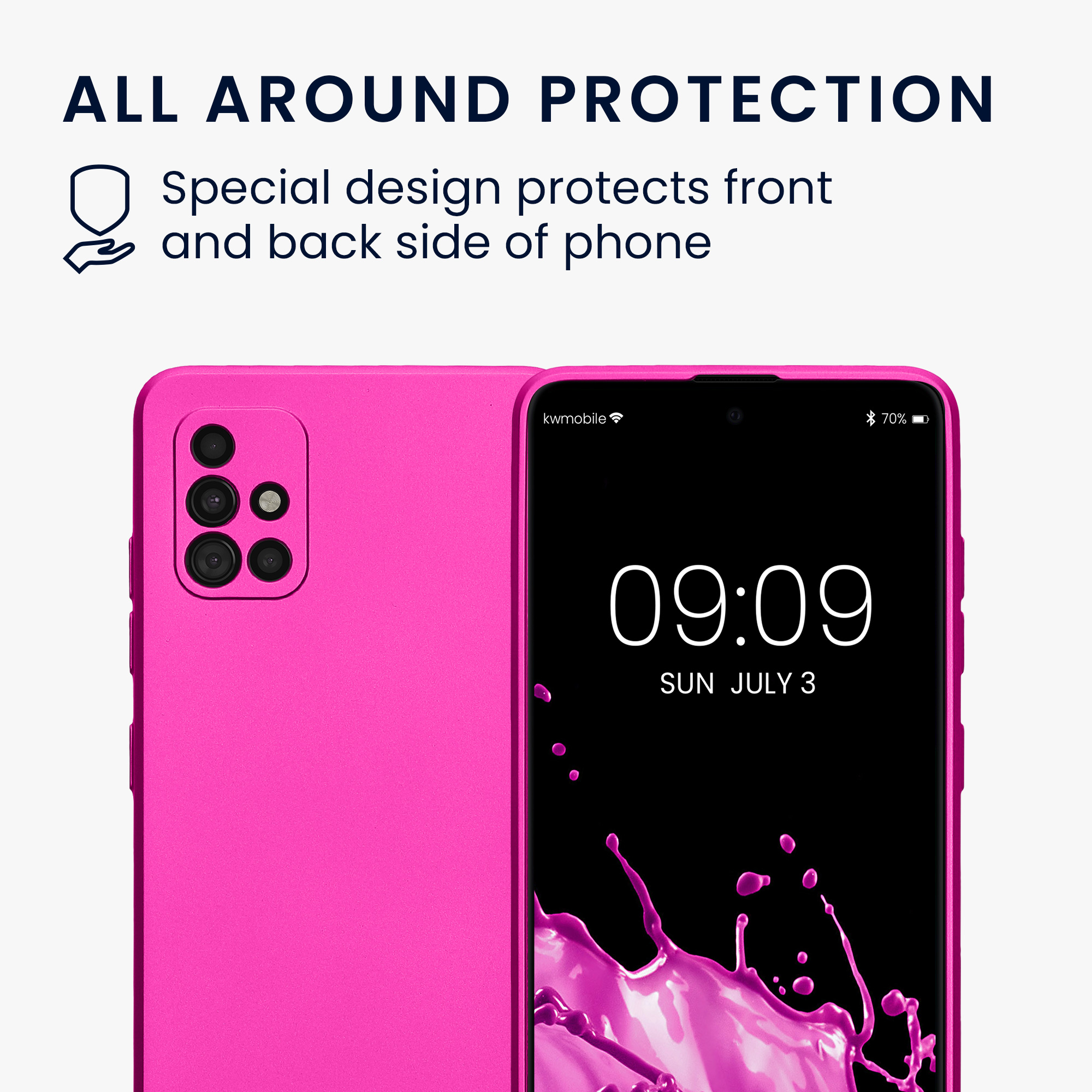 Kryt na mobil Samsung Galaxy A51 kwmobile TPU metalický Metalická růžová