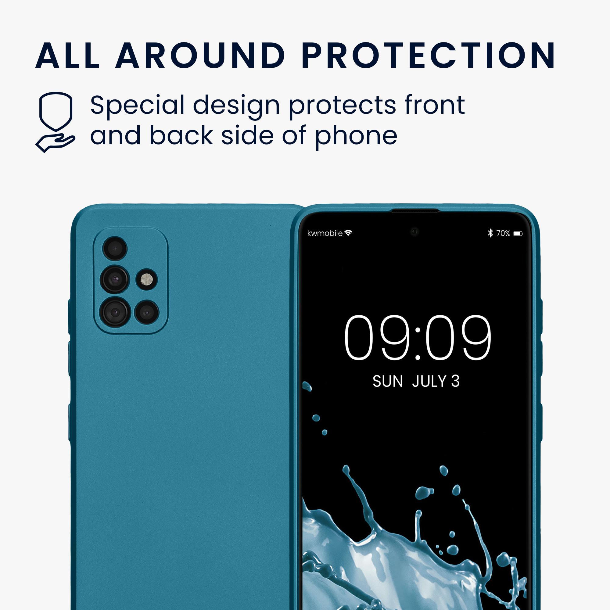 Kryt na mobil Samsung Galaxy A51 kwmobile TPU metalický Metalická karibská modrá