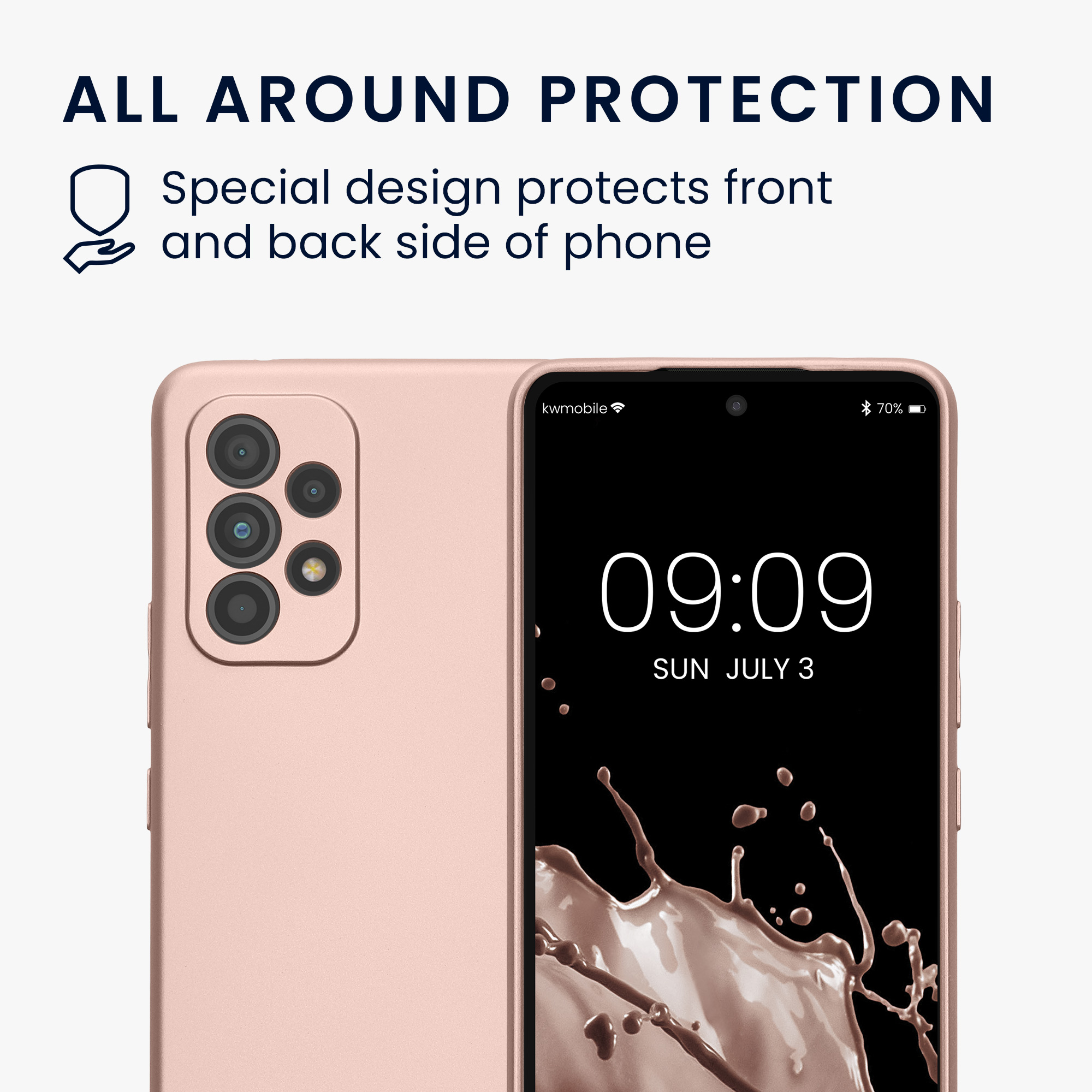 Kryt na mobil Samsung Galaxy A53 5G kwmobile TPU metalický Metalická růžová zlatá