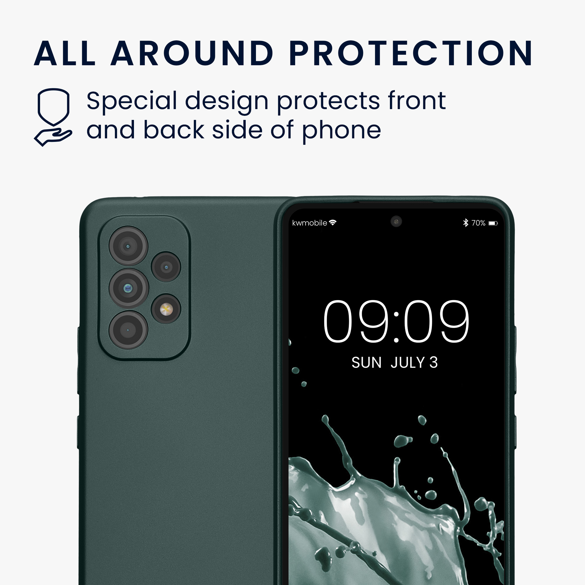 Kryt na mobil Samsung Galaxy A53 5G kwmobile TPU metalický Metalická petrolejová