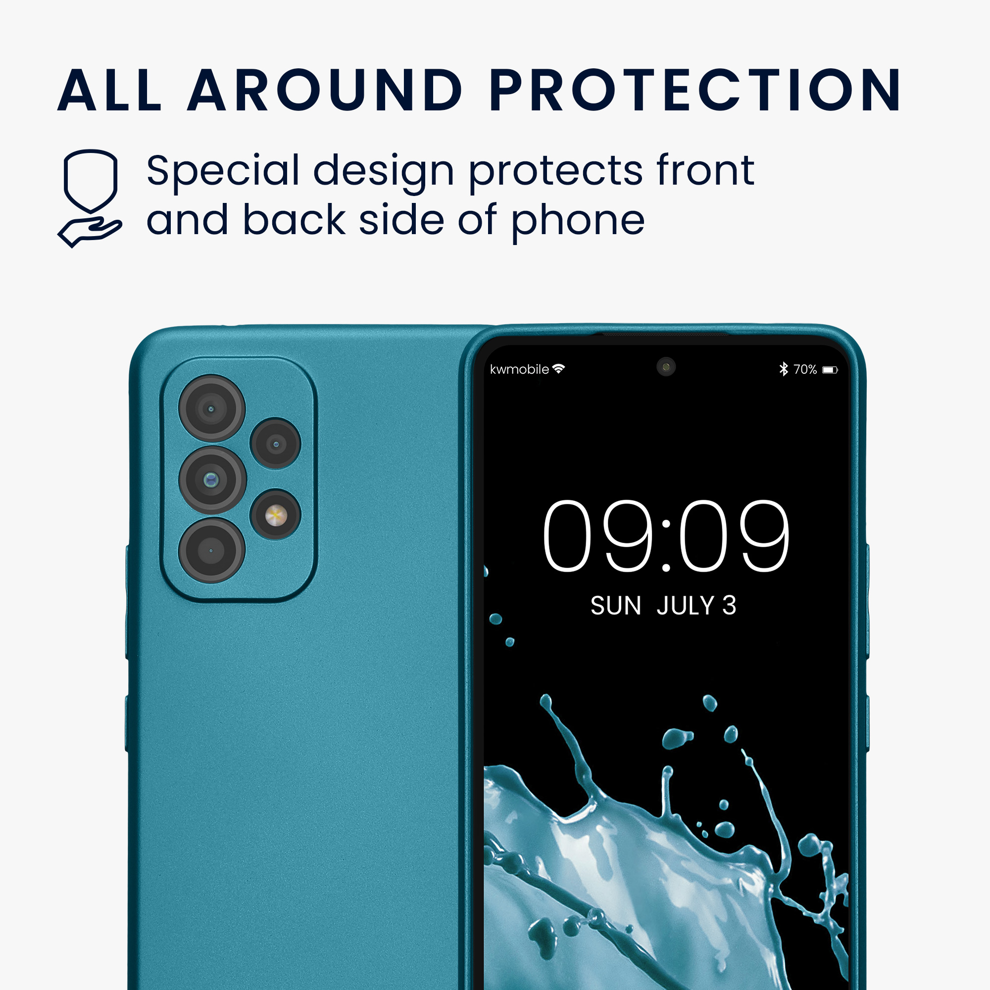 Kryt na mobil Samsung Galaxy A53 5G kwmobile TPU metalický Metalická karibská modrá