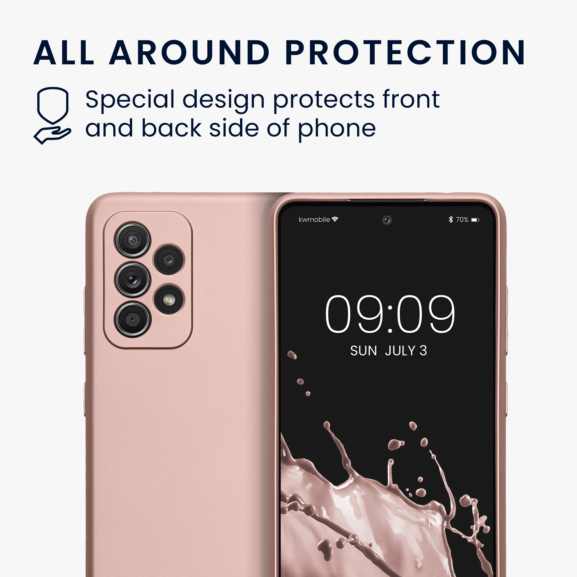 Kryt na mobil Samsung Galaxy A52 / A52 5G / A52s 5G kwmobile TPU metalický Metalická růžová zlatá