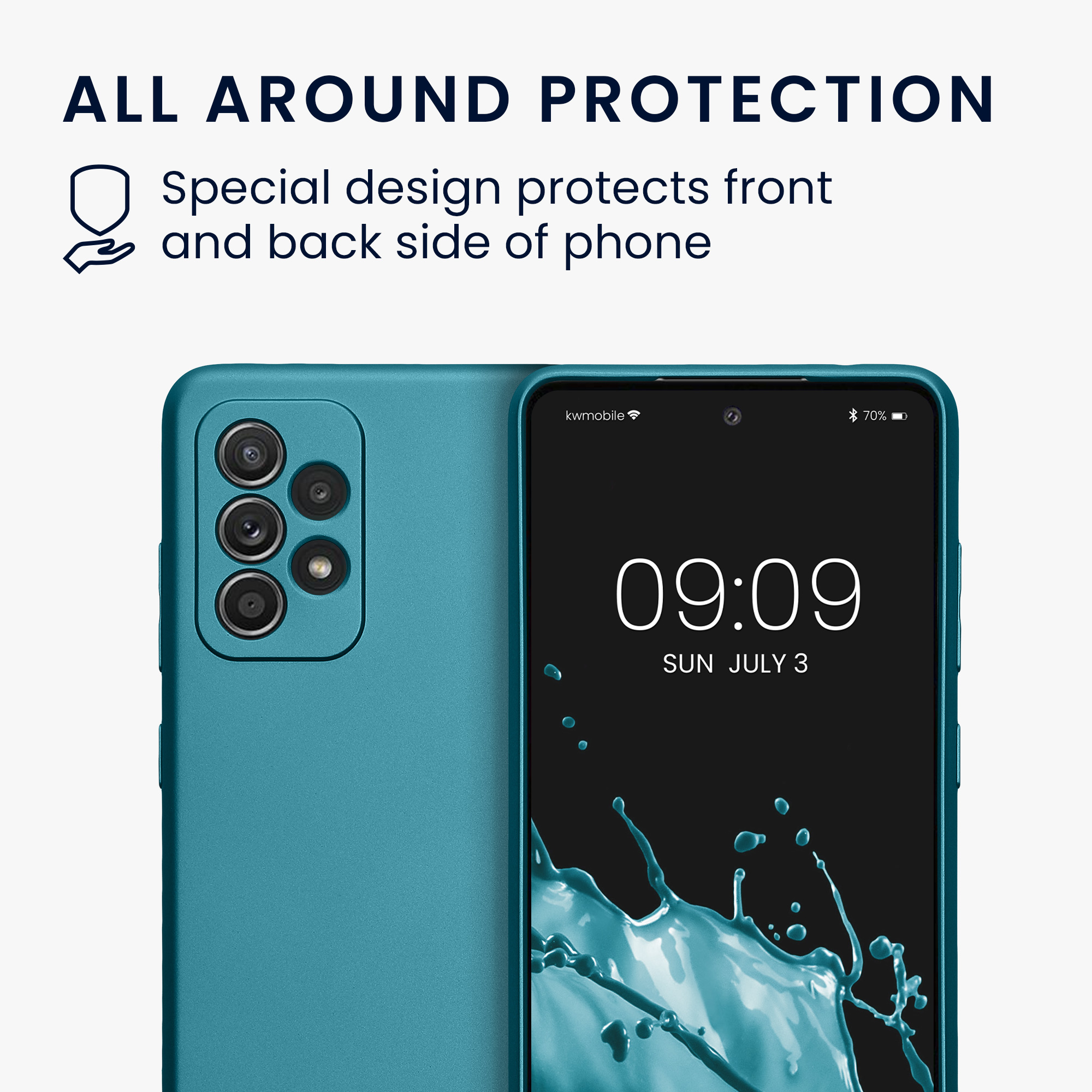 Kryt na mobil Samsung Galaxy A52 / A52 5G / A52s 5G kwmobile TPU metalický Metalická karibská modrá