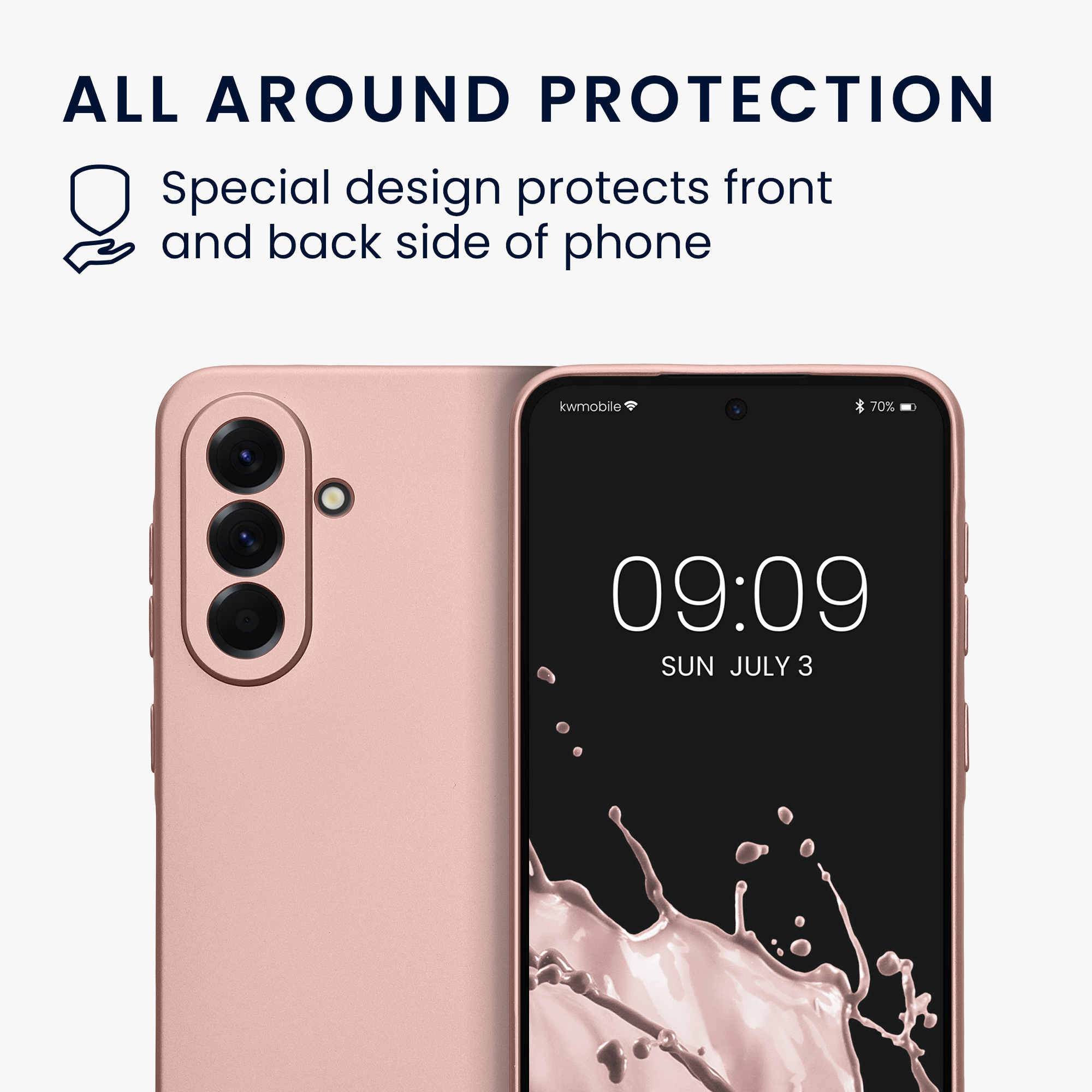 Kryt na mobil Samsung Galaxy A56 5G kwmobile TPU metalický Metalická růžová zlatá