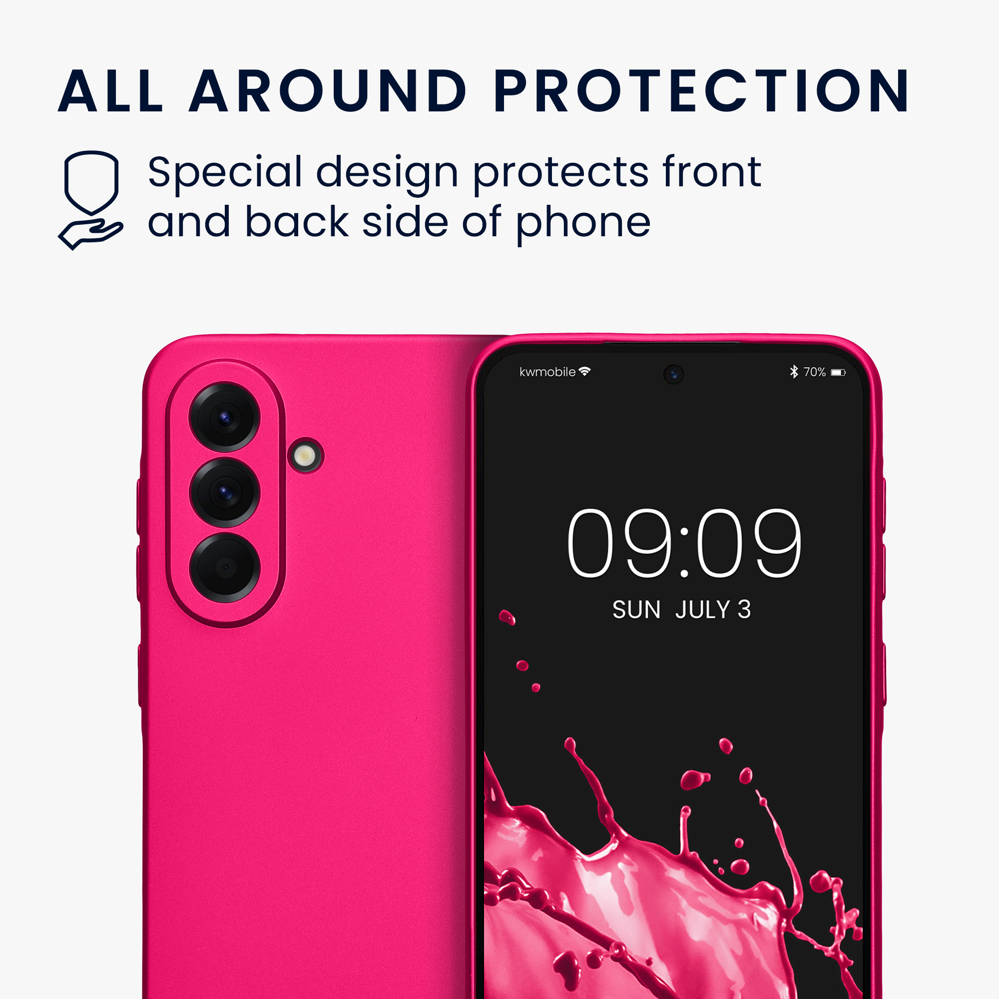 Kryt na mobil Samsung Galaxy A56 5G kwmobile TPU metalický Metalická růžová