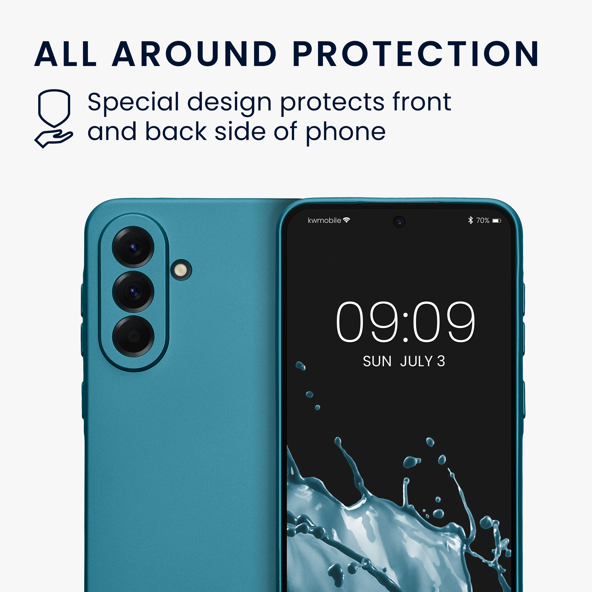 Kryt na mobil Samsung Galaxy A56 5G kwmobile TPU metalický Metalická karibská modrá