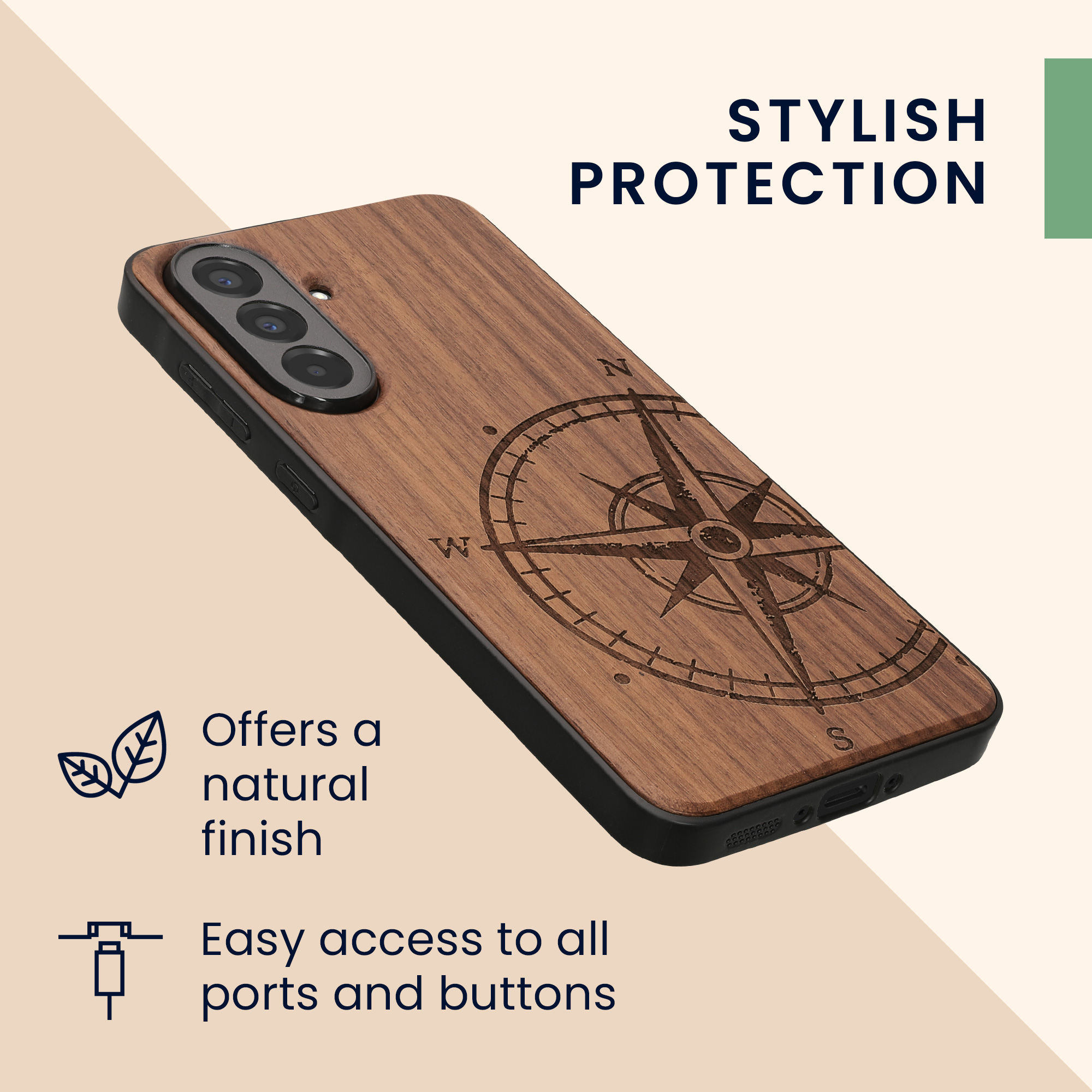 Dřevěný kryt pro Samsung Galaxy A37 5G s nárazuvzdorným TPU rámečkem kwmobile ‑ tmavě hnědá