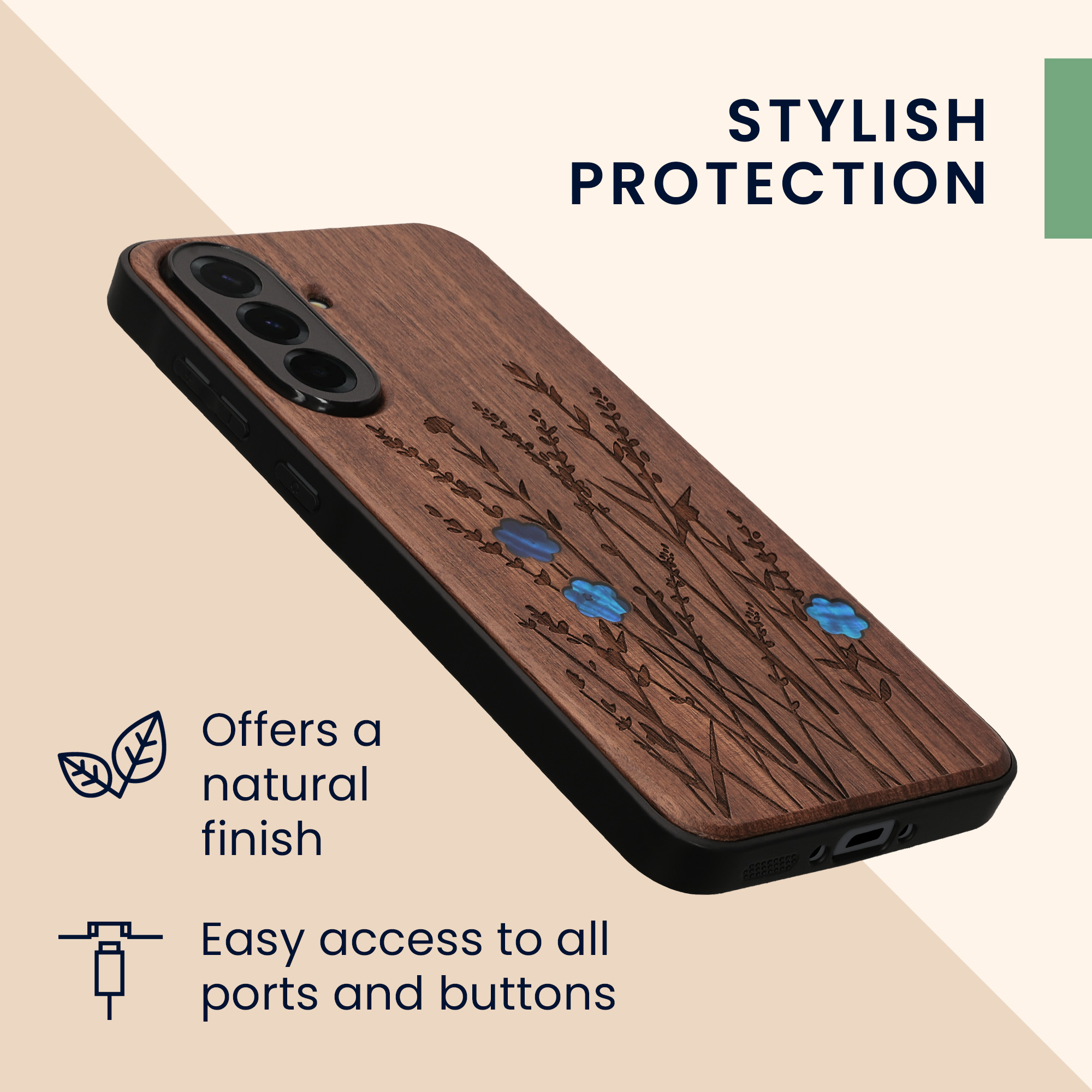 Dřevěné pouzdro pro Samsung Galaxy A37 5G kwmobile - tvrdý obal v tmavě hnědé barvě