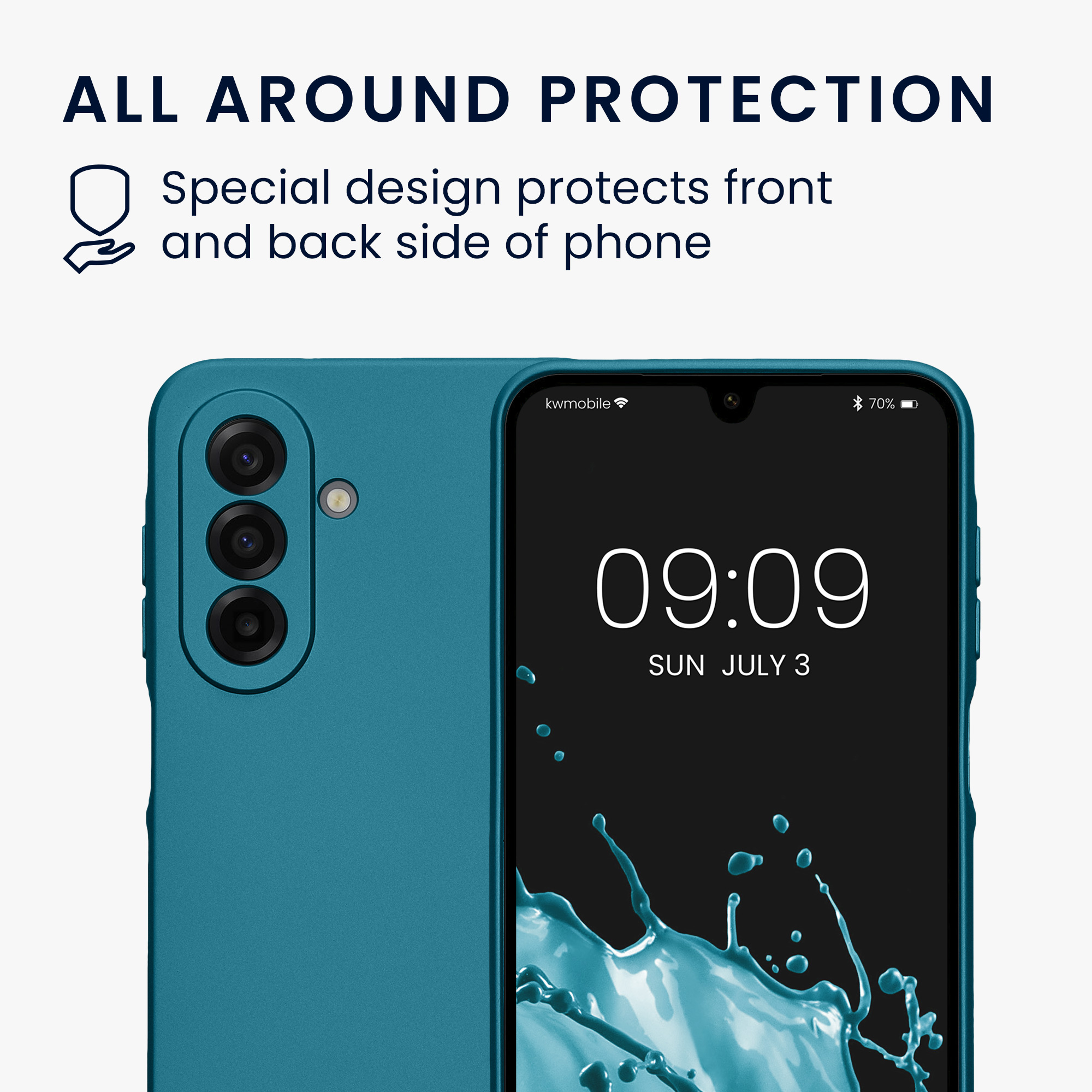 Metalický kryt na mobil Samsung Galaxy A17 4G / 5G kwmobile metalicky karibsky modrý