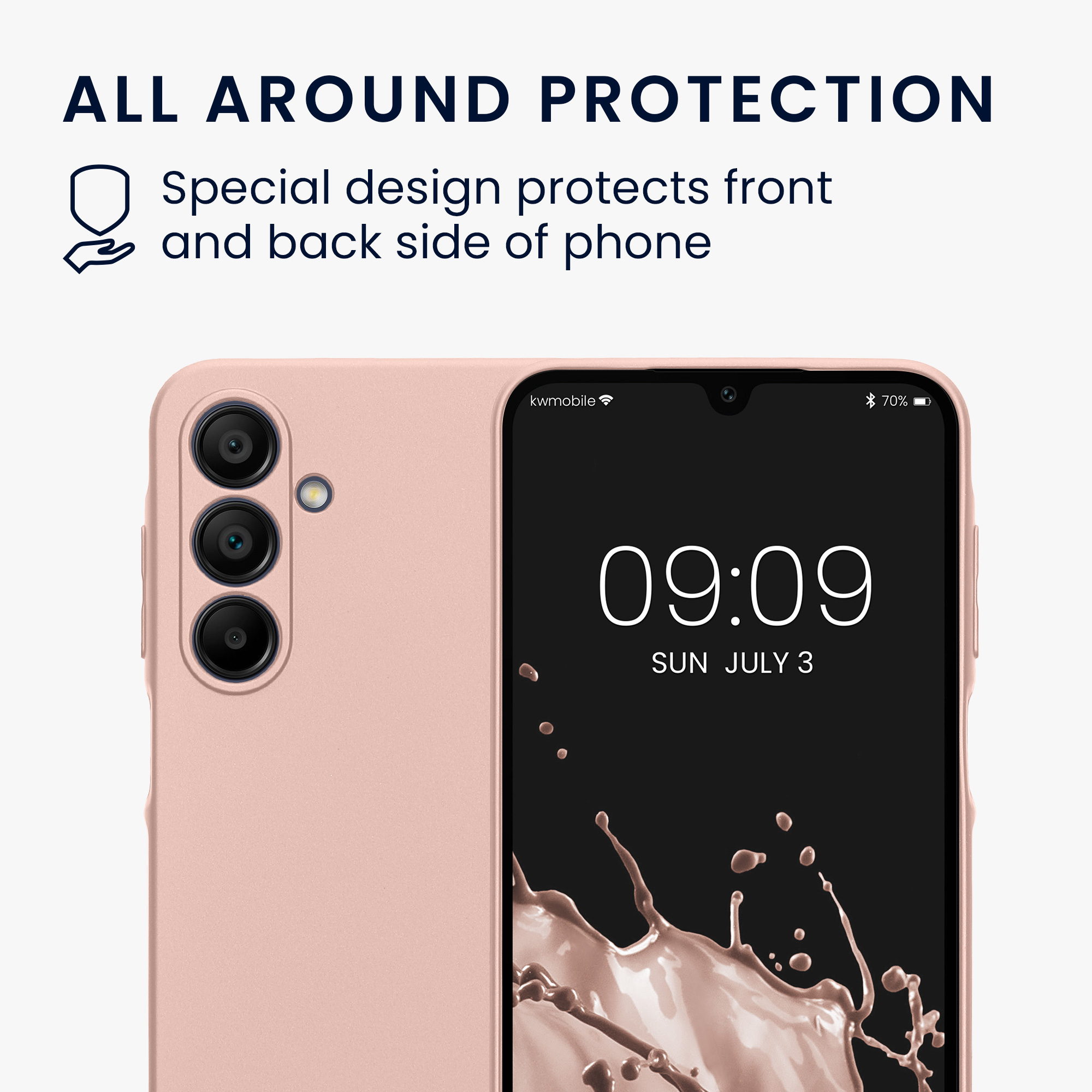 Kryt na mobil Samsung Galaxy A16 5G kwmobile TPU metalický Metalická růžová zlatá