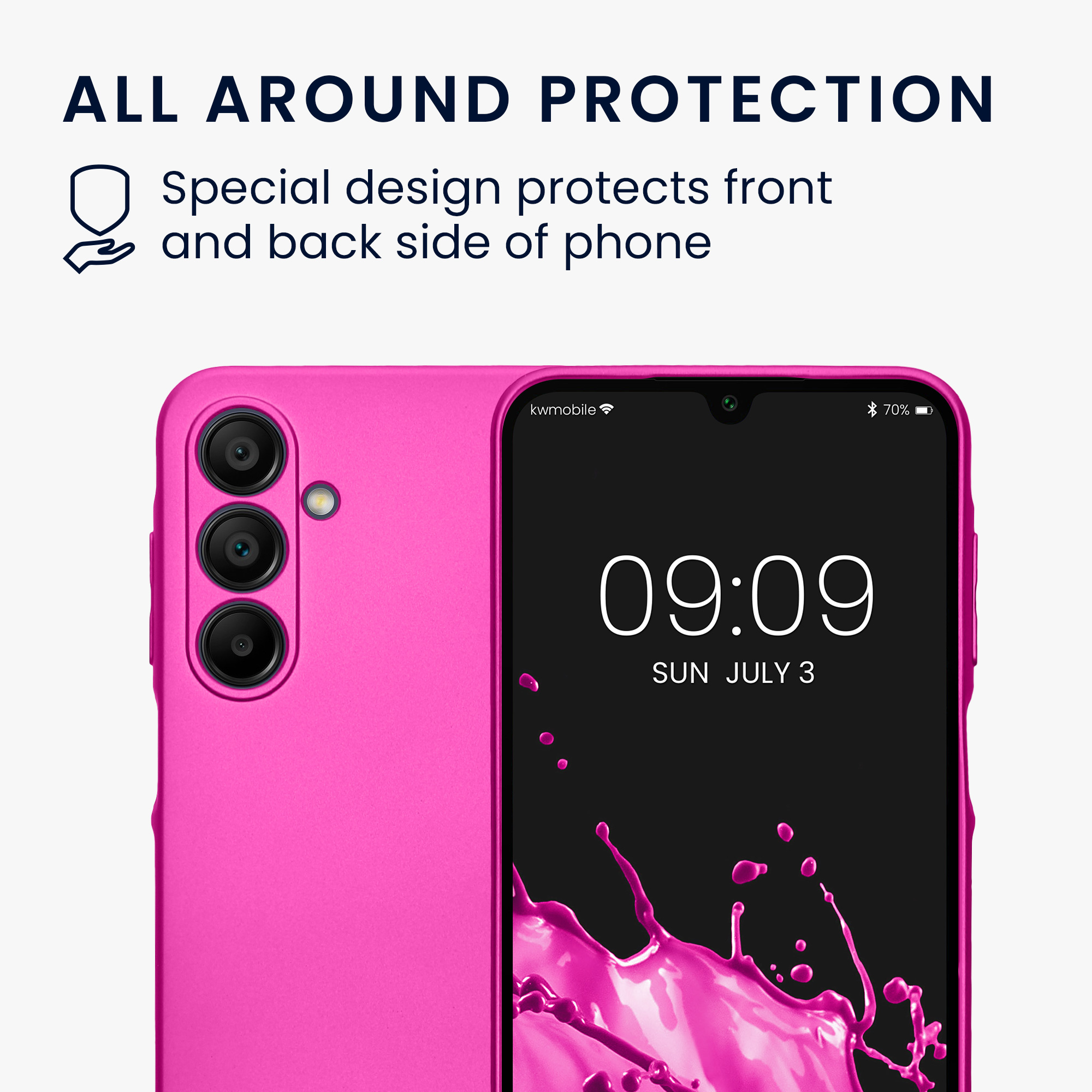 Kryt na mobil Samsung Galaxy A16 5G kwmobile TPU metalický Metalická růžová