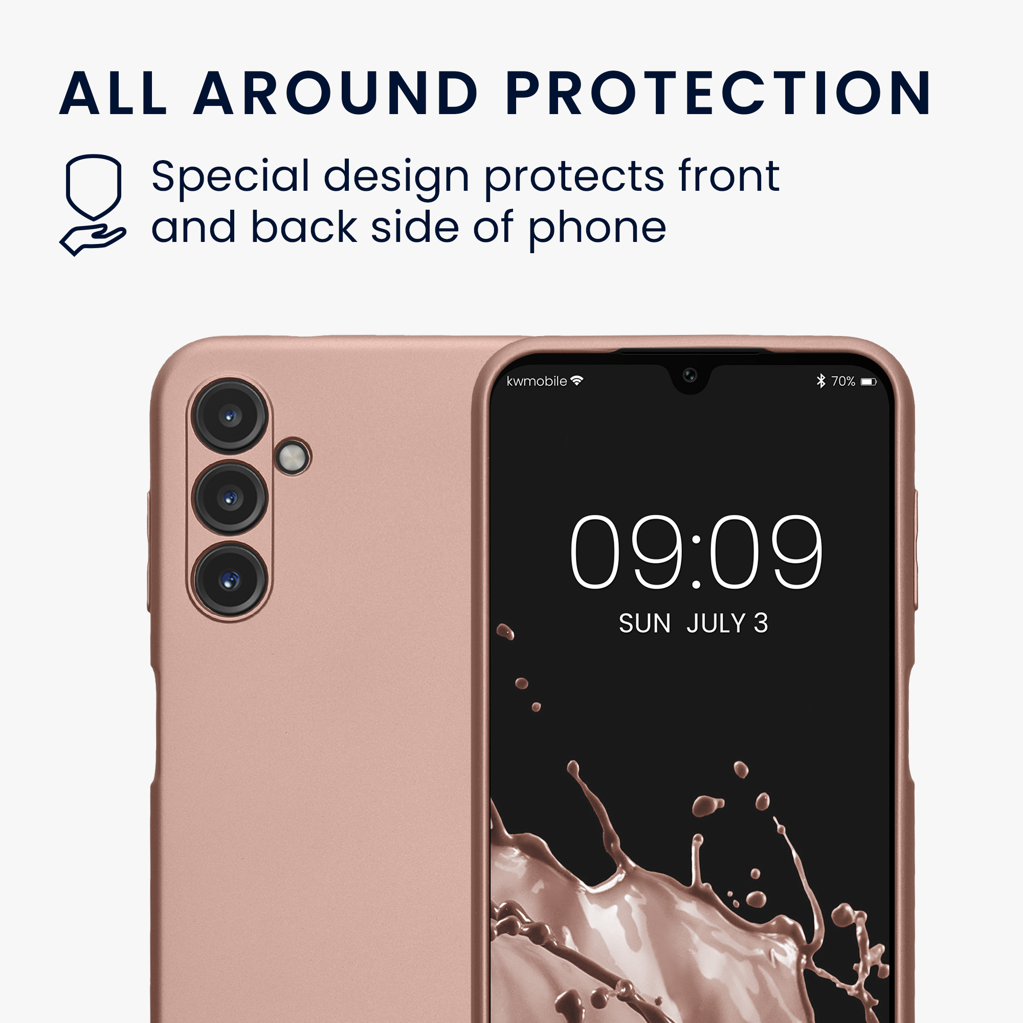 Kryt na mobil Samsung Galaxy A14 5G kwmobile TPU metalický Metalická růžová zlatá