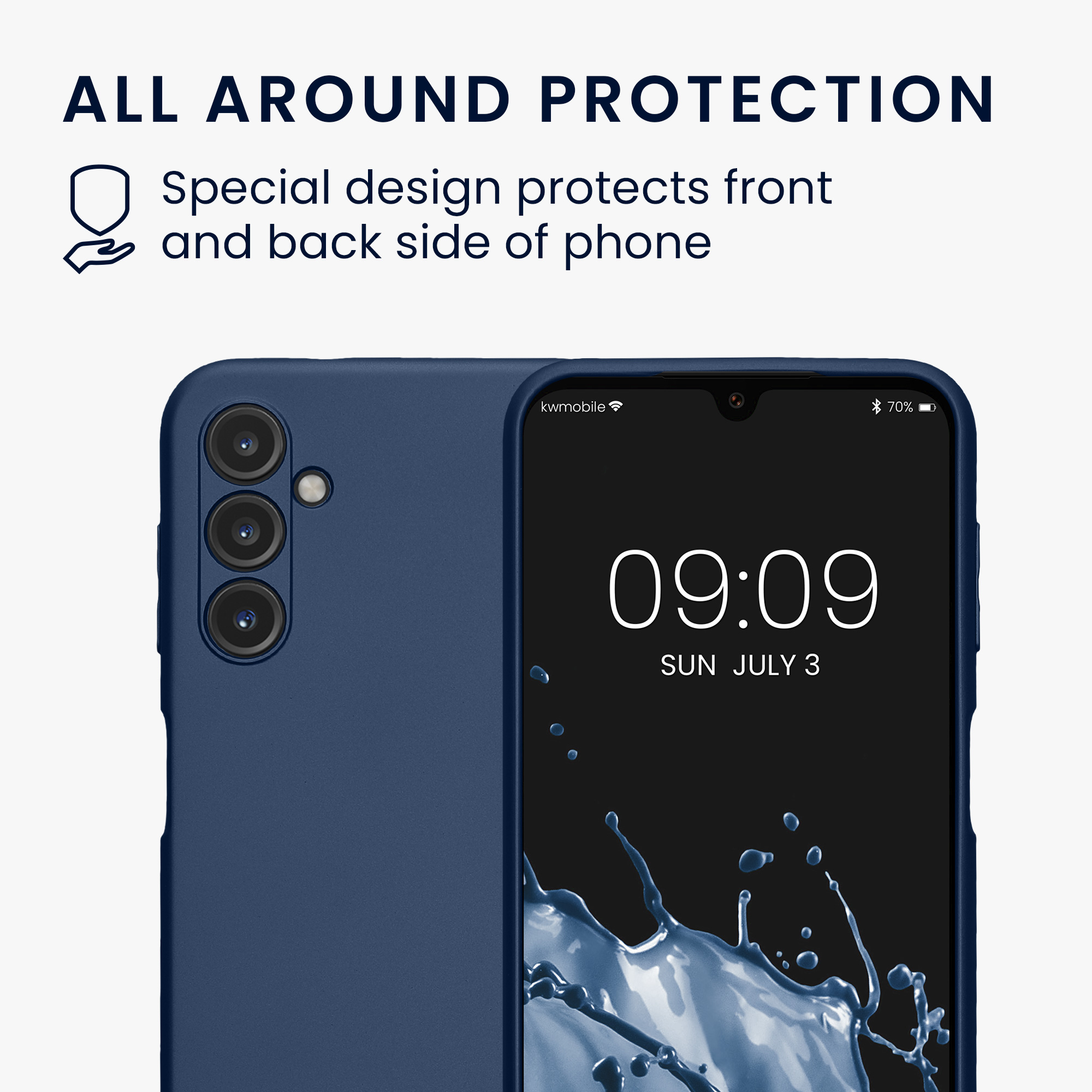 Kryt na mobil Samsung Galaxy A14 5G kwmobile TPU metalický Metalická modrá