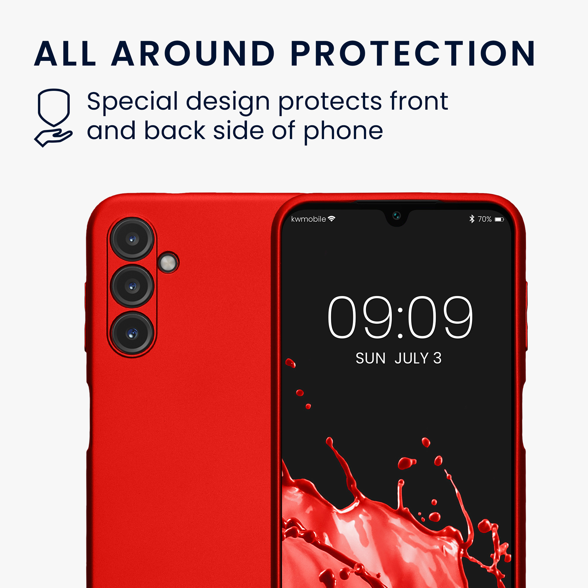 Kryt na mobil Samsung Galaxy A14 5G kwmobile TPU metalický Metalická tmavě červená