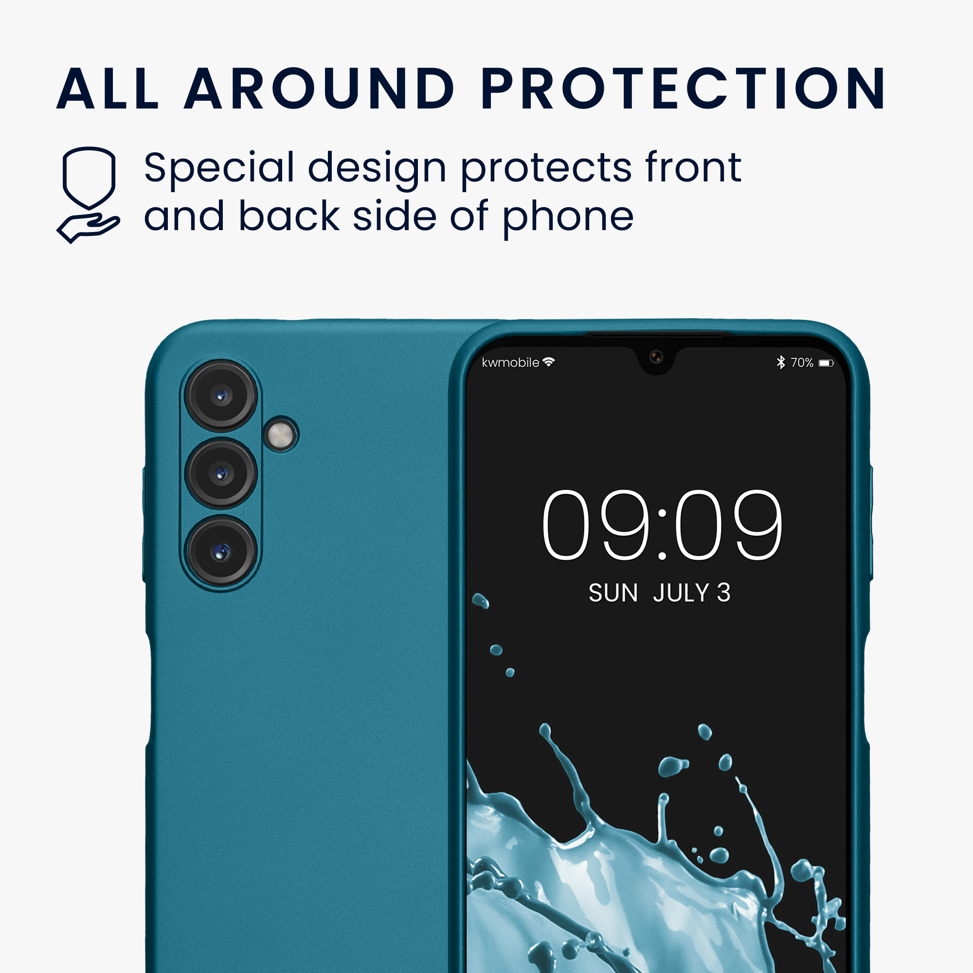 Kryt na mobil Samsung Galaxy A14 5G kwmobile TPU metalický Metalická karibská modrá