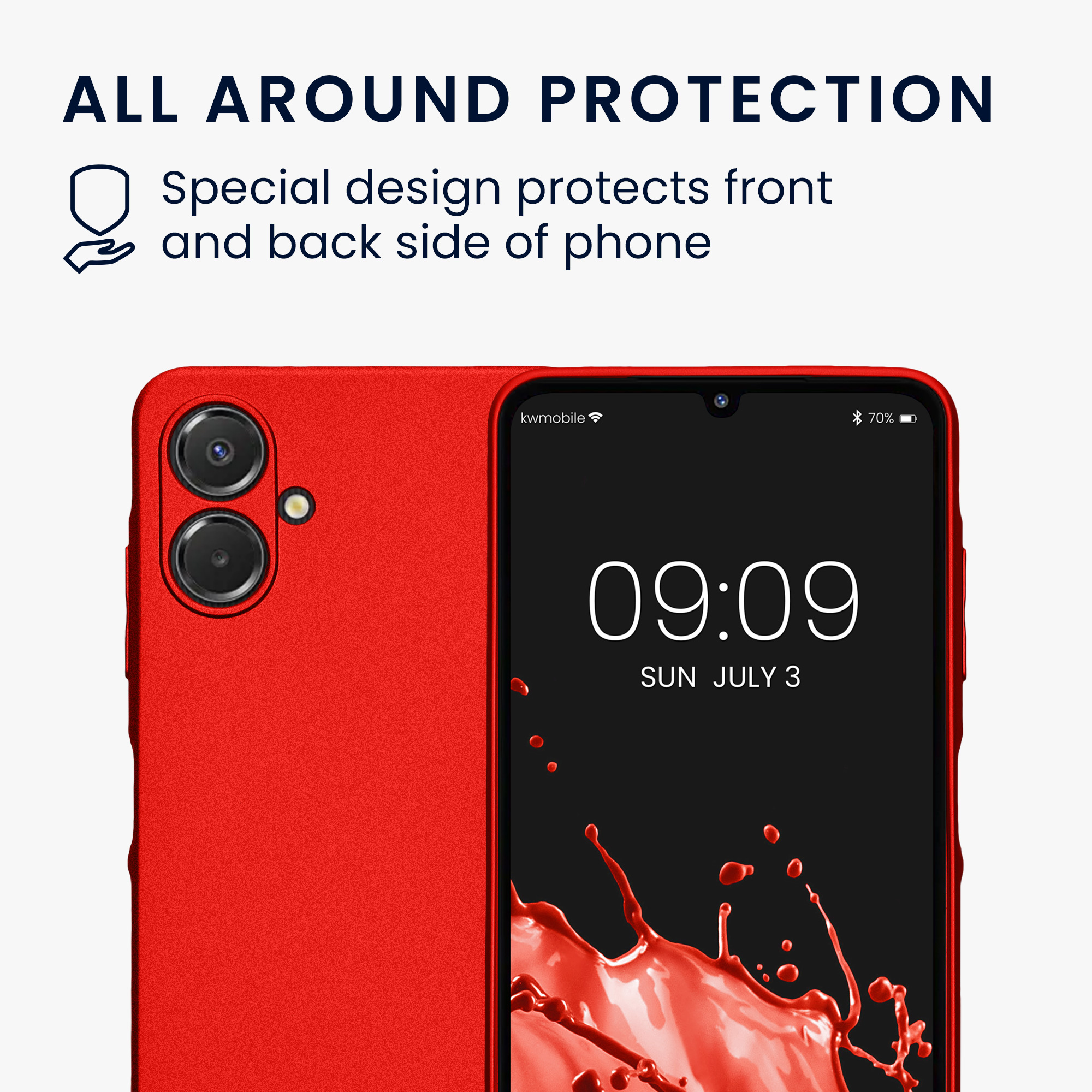 Kryt na mobil Samsung Galaxy A06 kwmobile Metallic metalicky tmavě červený