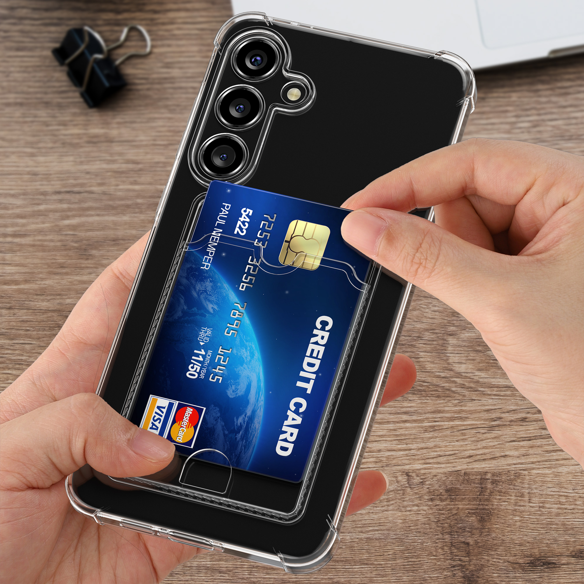 Peněženkové pouzdro na mobil Samsung Galaxy A55 5G, nárazuvzdorné - kwmobile, čiré