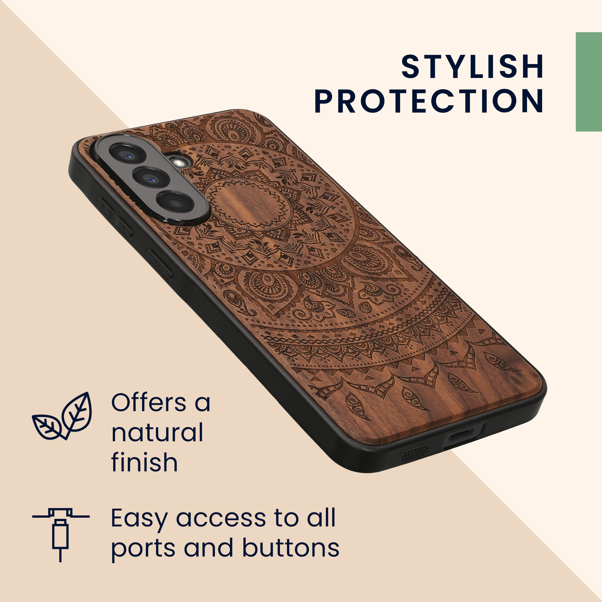 Dřevěný kryt na mobil Samsung Galaxy A57 5G kwmobile TPU rámeček Tmavě hnědá